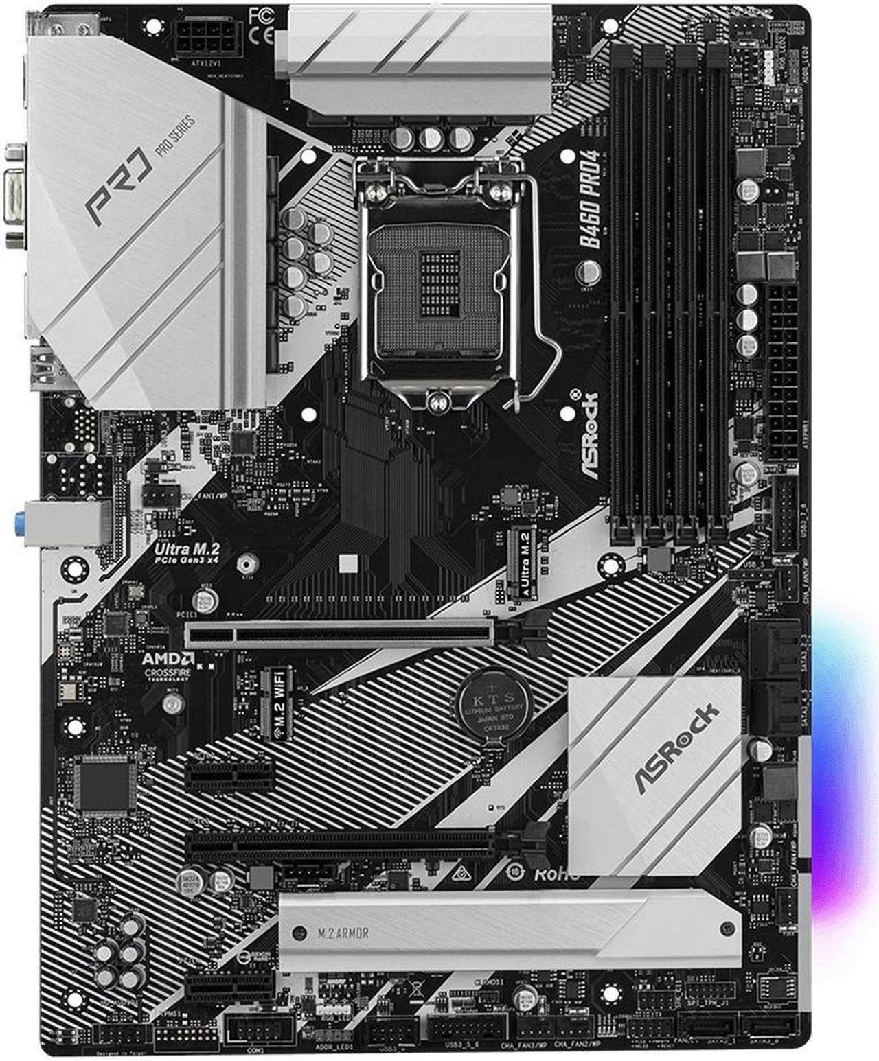 Alt view image 2 of 4 - ASRock B460 PRO4 LGA 1200 Intel B460 SATA 6Gb/s ATX Intel Motherboard