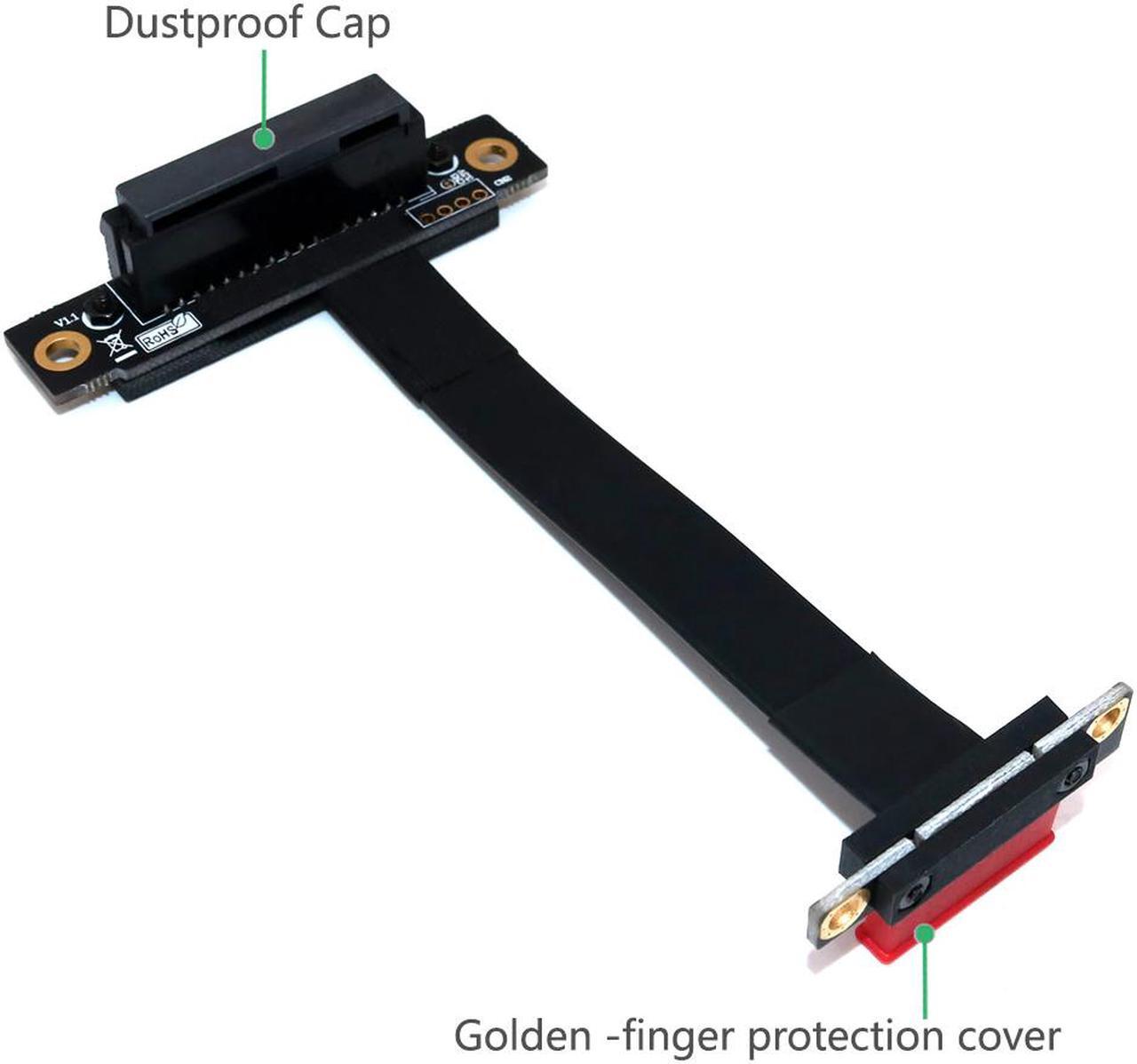 Alt view image 4 of 6 - PCIE Riser PCIe3.0 x1 Male to x4 Female Cable EMI Shielding 8Gbps PCI-E III 1x 4x Riser Extender Ribbon Cable Elbow Right Angled
