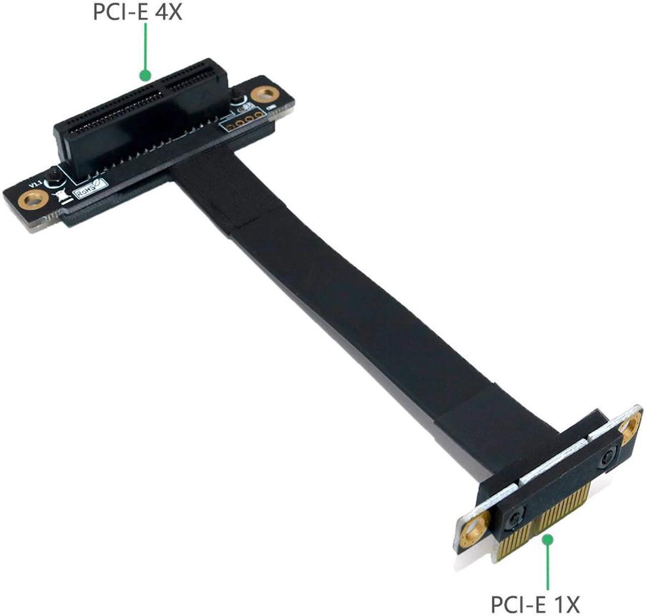 Alt view image 2 of 6 - PCIE Riser PCIe3.0 x1 Male to x4 Female Cable EMI Shielding 8Gbps PCI-E III 1x 4x Riser Extender Ribbon Cable Elbow Right Angled