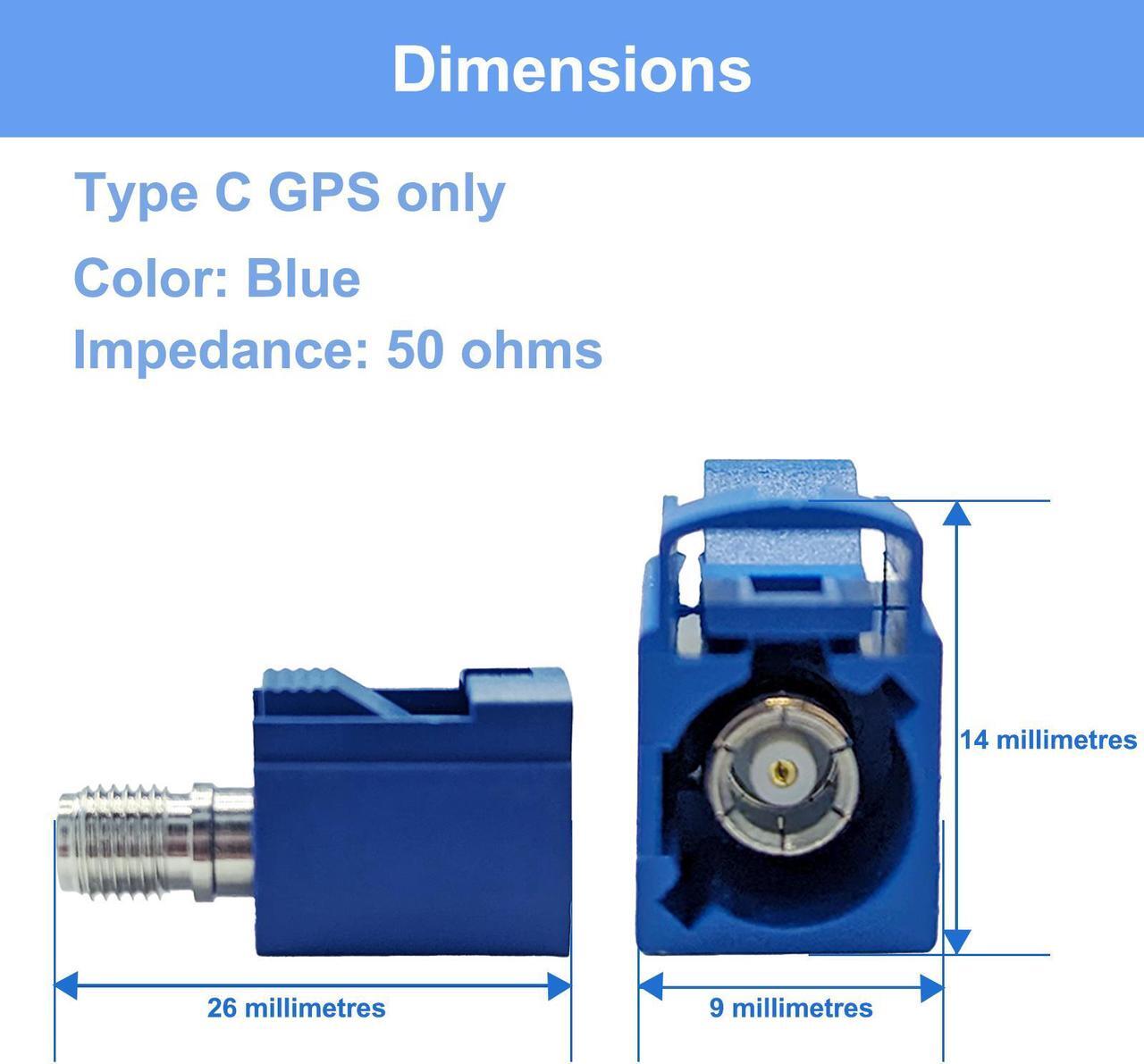 Alt view image 3 of 7 - Maswell Fakra C Female to SMA Female Interseries Adapter Blue Universal Compatibility for GPS Multi-Function Antennas Automotive Antenna Signal Adapter