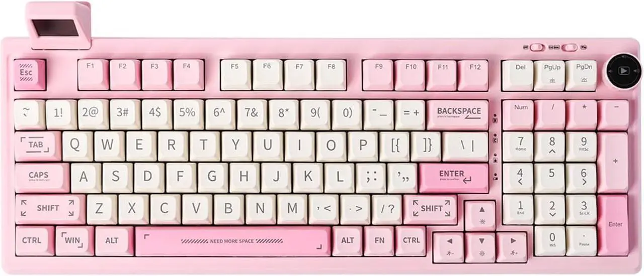 Main image of EPOMAKER RT100 97 Keys Gasket BT5.0/2.4G/USB-C Mechanical Keyboard with Customizable Display Screen, Knob, Hot Swappable Socket, 5000mAh Battery for Win/Mac(RT100 Pink, Shadow Black Switch)
