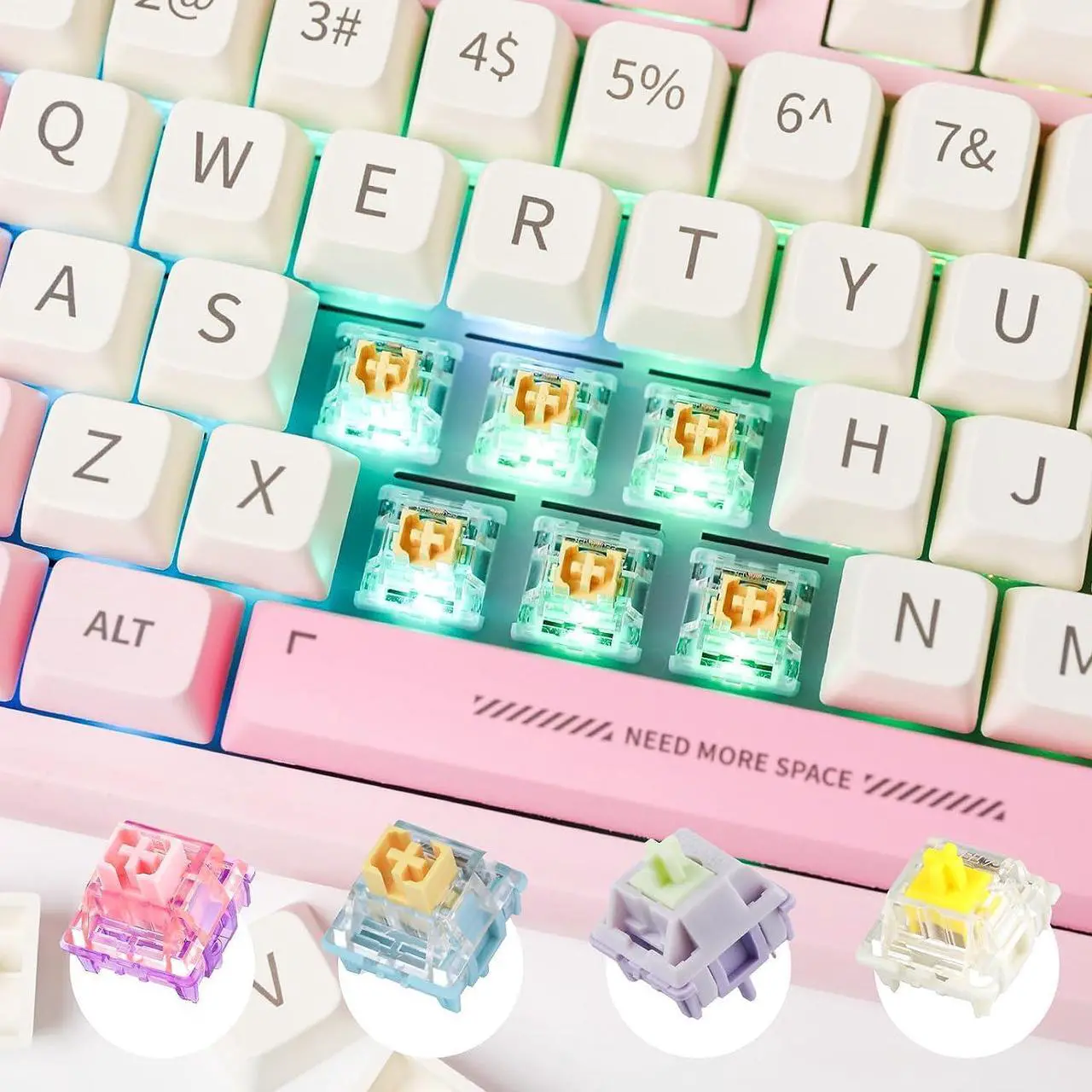 Alt view image 5 of 7 - EPOMAKER RT100 97 Keys Gasket BT5.0/2.4G/USB-C Mechanical Keyboard with Customizable Display Screen, Knob, Hot Swappable Socket, 5000mAh Battery for Win/Mac(RT100 Pink, Shadow Black Switch)