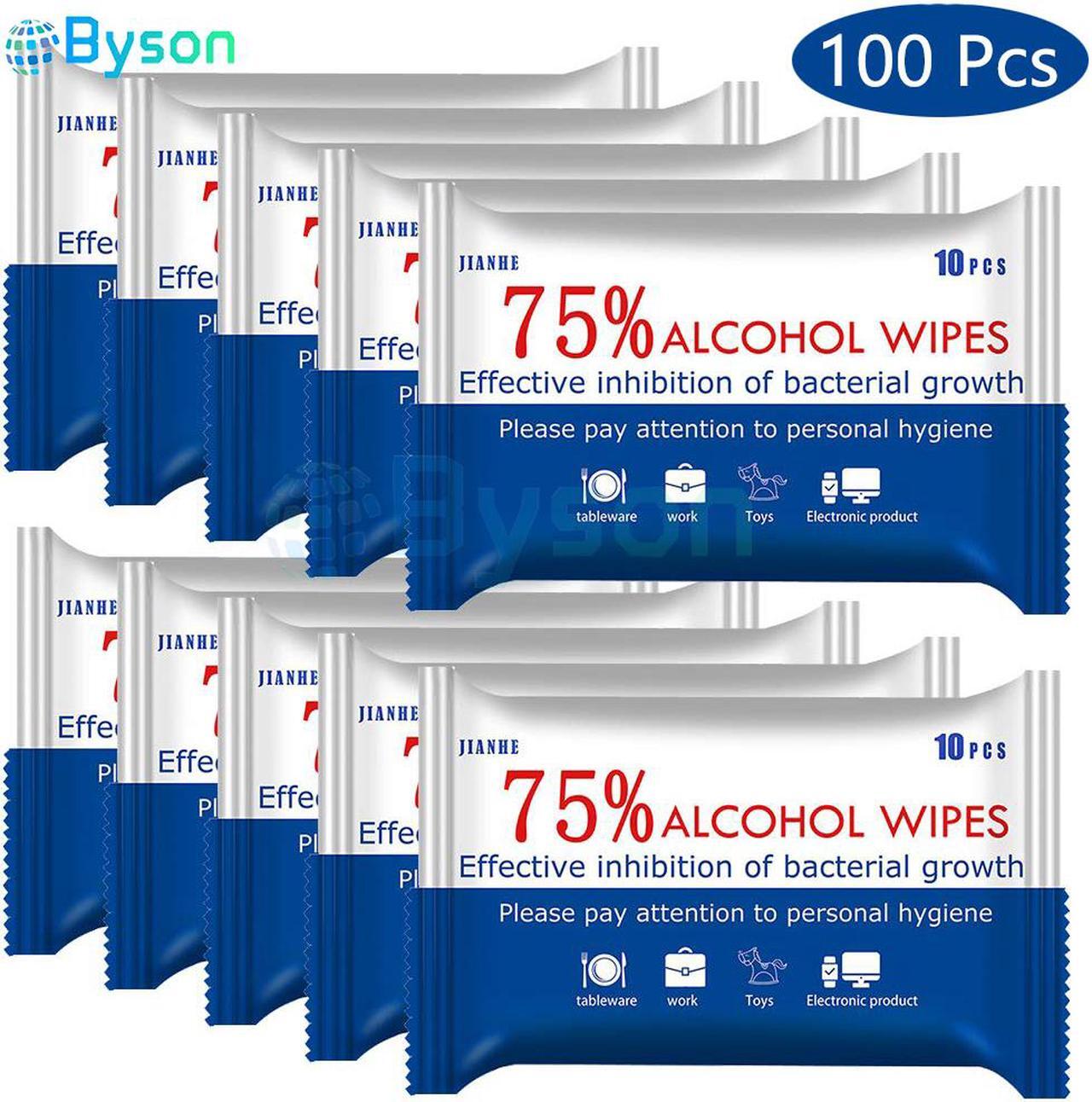 Main image of Alcohol Disinfection Cleaning Wipes - 100 pcs 75% Alcohol Disposable Wipes Adult Wipes, Hand Wipes, Skin Toys Wipes,Cotton Pieces Cleaning Wipes for Adults Daily (10 Pack)