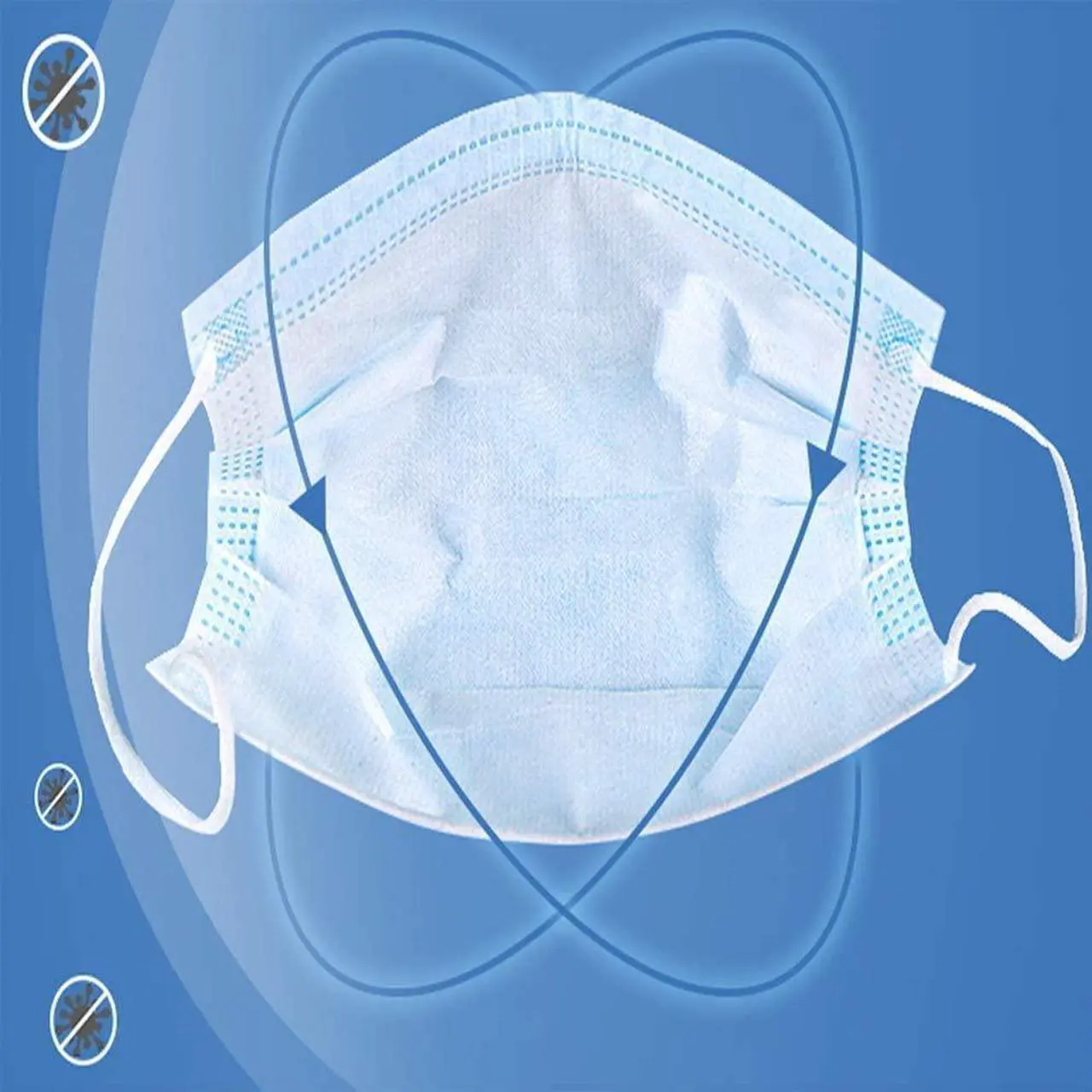 Alt view image 6 of 7 - 50pcs/pack Disposable Face Mask Anti-Dust Proof Respirator 3-ply Face Mask Cover Non-woven Antiviral Mouth Mask