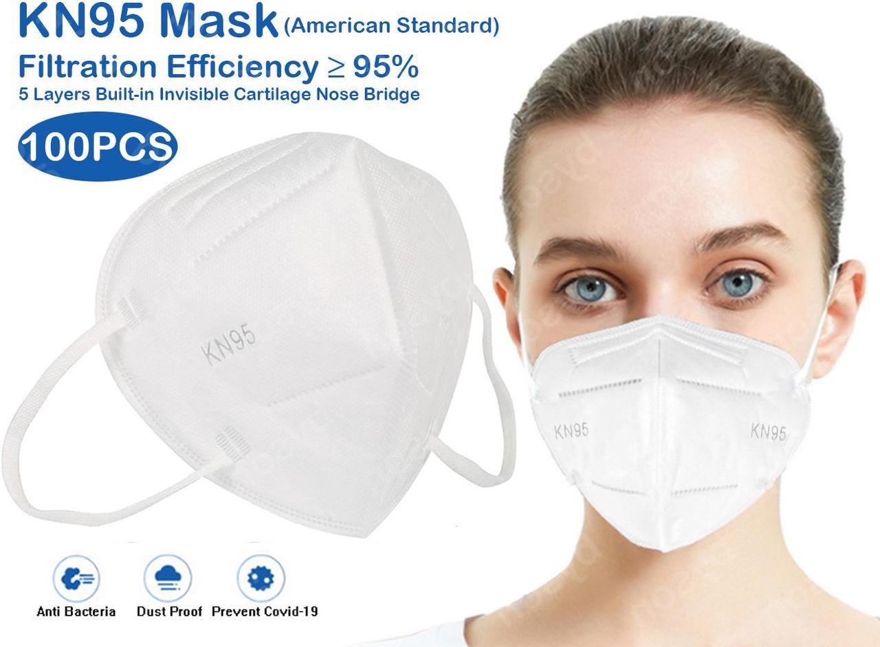 Main image of 100PCS KN95 Mask, 5 layer Anti COVID-19 Virus Anti Pollution Earloop Face Mask for Personal Protective Respirator Reusable, Non-Disposable Face Mask Work Mask for Adult