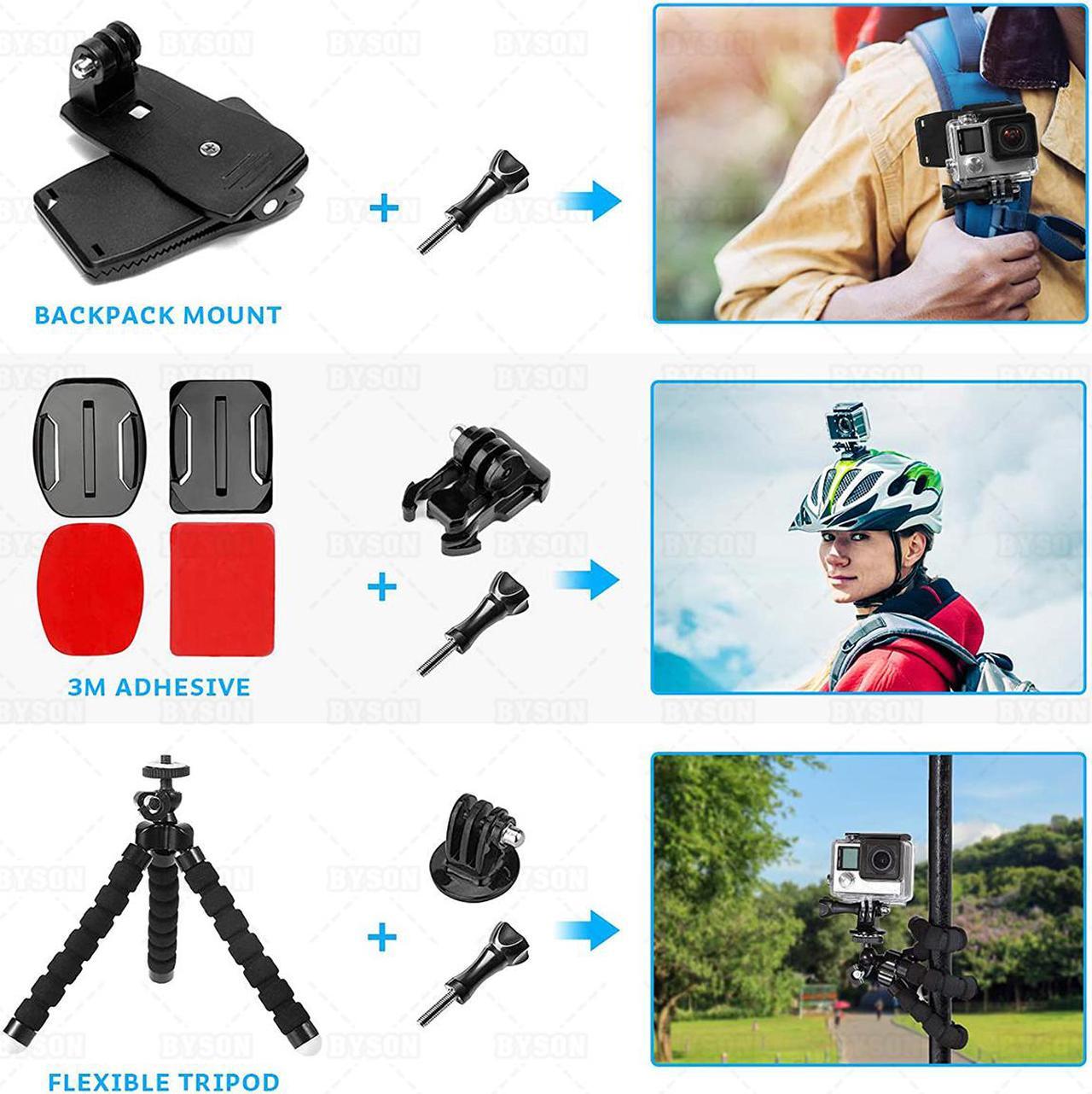 Alt view image 7 of 7 - Ackmioxy 14 in 1 Gopro Accessories Kit for Gopro Hero 9 Black AKASO EKEN H9R EK5000 EK7000 4K WiFi Action Camera Gopro Hero 8 7 6 5/Session 5/Hero 4/3+/3/2/1 Max Fusion