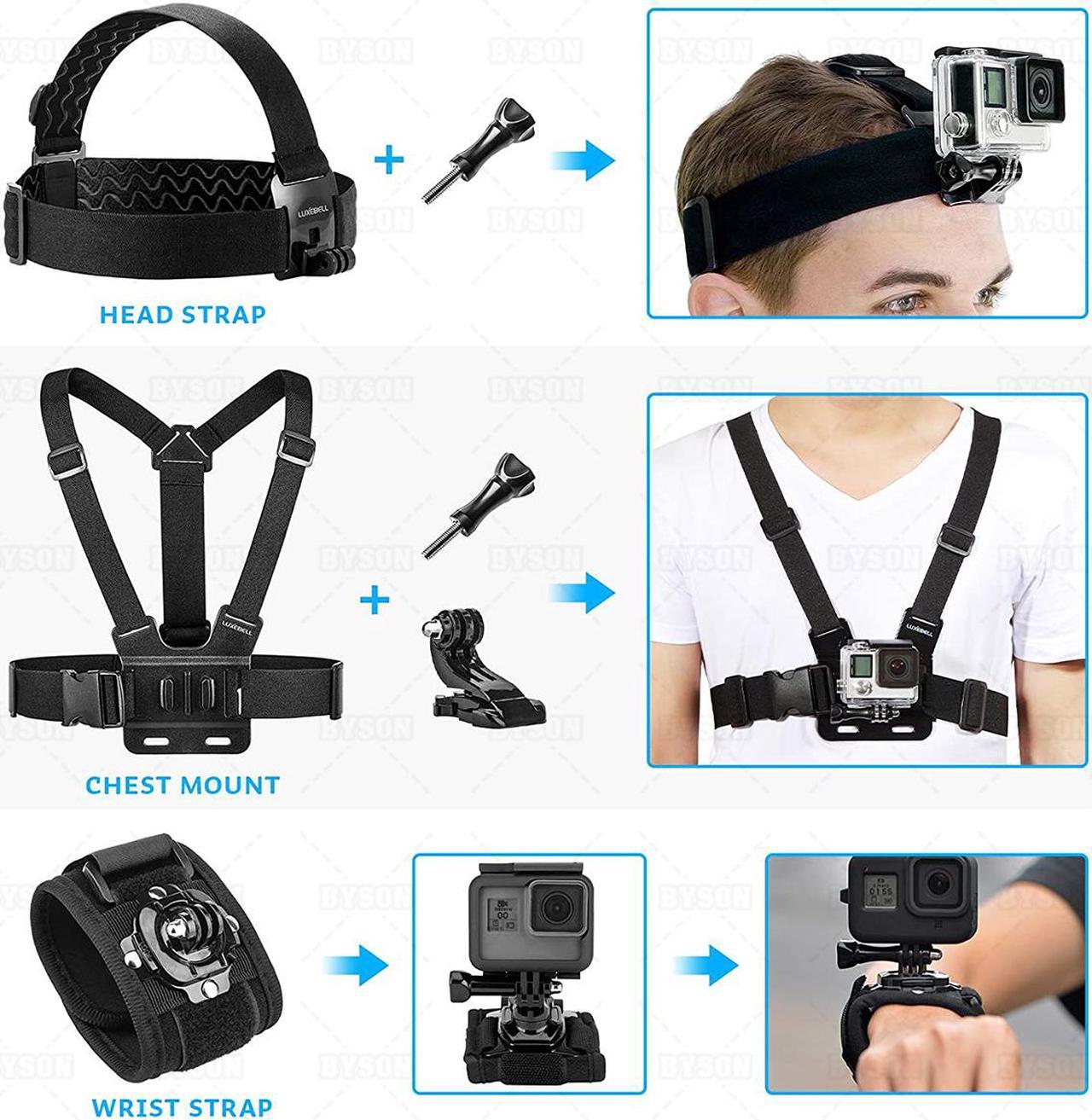 Alt view image 5 of 7 - Ackmioxy 14 in 1 Gopro Accessories Kit for Gopro Hero 9 Black AKASO EKEN H9R EK5000 EK7000 4K WiFi Action Camera Gopro Hero 8 7 6 5/Session 5/Hero 4/3+/3/2/1 Max Fusion