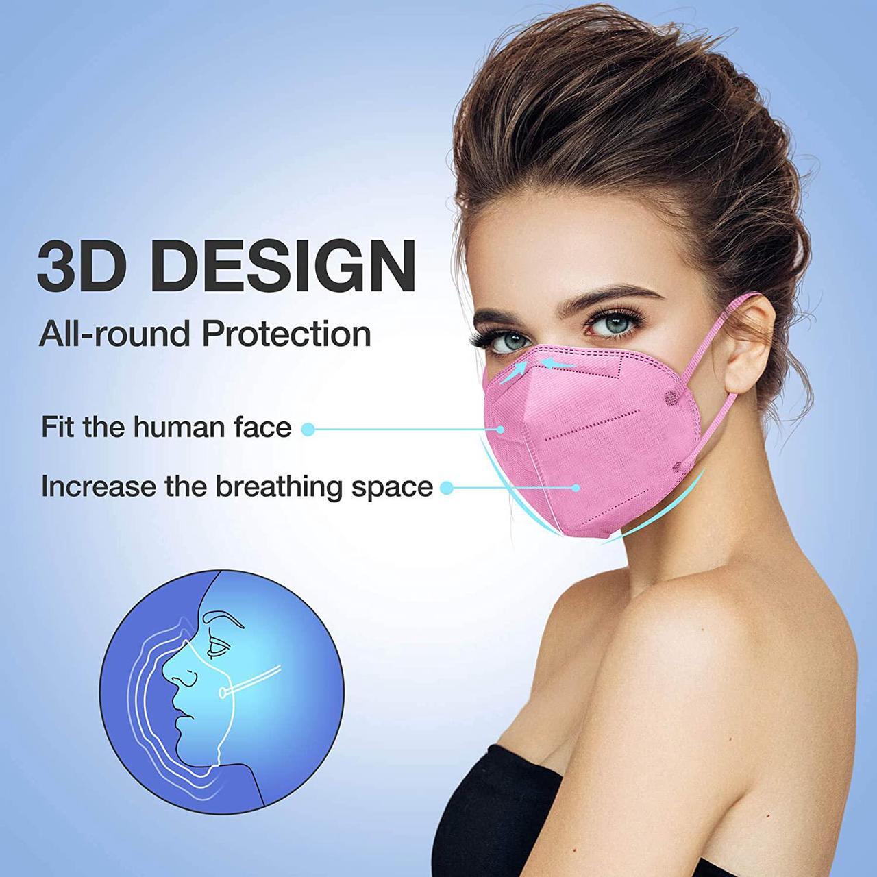 Alt view image 3 of 6 - 100Pcs KN95 Mask Multiple Color KN95 Mask Anti-Dust Anti-Virus  KN95 Face Masks, Non-Disposable 5-Ply Breathable Comfortable KN95 Mask Outdoor Reusable KN95 Face Masks for Adult & Kids (Grey)