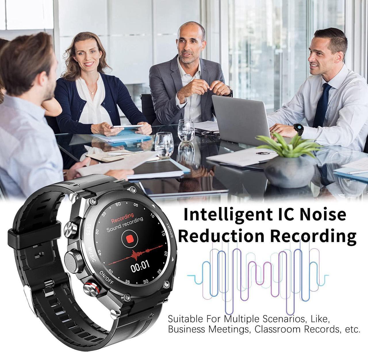 Alt view image 4 of 7 - Smart Watch Built-in Bluetooth Earbuds Speaker,Ackmioxy 3 in 1 Round Fitness Tracker Watch,Speaker,Recording ,Calling,Body Thermometer,Blood Heart Rate Monitor,Sports Smart Wristband Long Time Standby