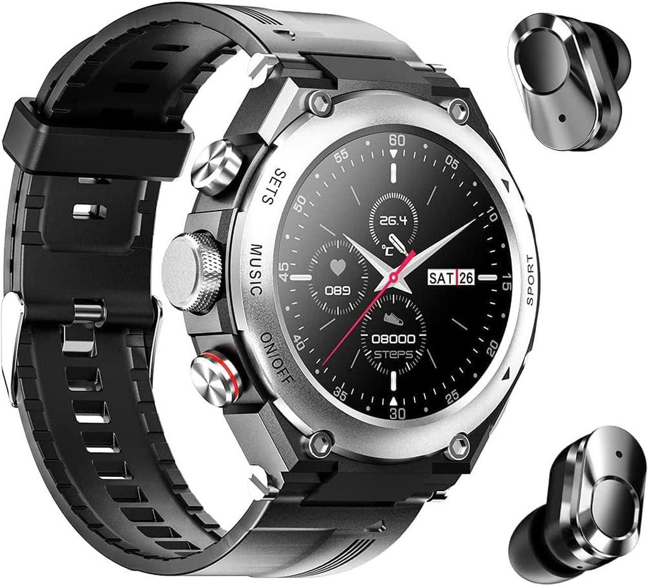 Main image of Smart Watch Built-in Bluetooth Earbuds Speaker,Ackmioxy 3 in 1 Round Fitness Tracker Watch,Speaker,Recording ,Calling,Body Thermometer,Blood Heart Rate Monitor,Sports Smart Wristband Long Time Standby