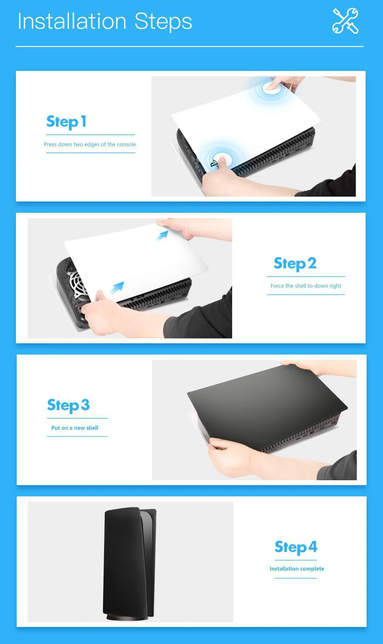 Alt view image 3 of 7 - PS5 Console Cover, Hard Shockproof PS5 FacePlates, ABS Anti-Scratch Dustproof Replacement Shell for Playstation 5 Console, Black - Disc Edition