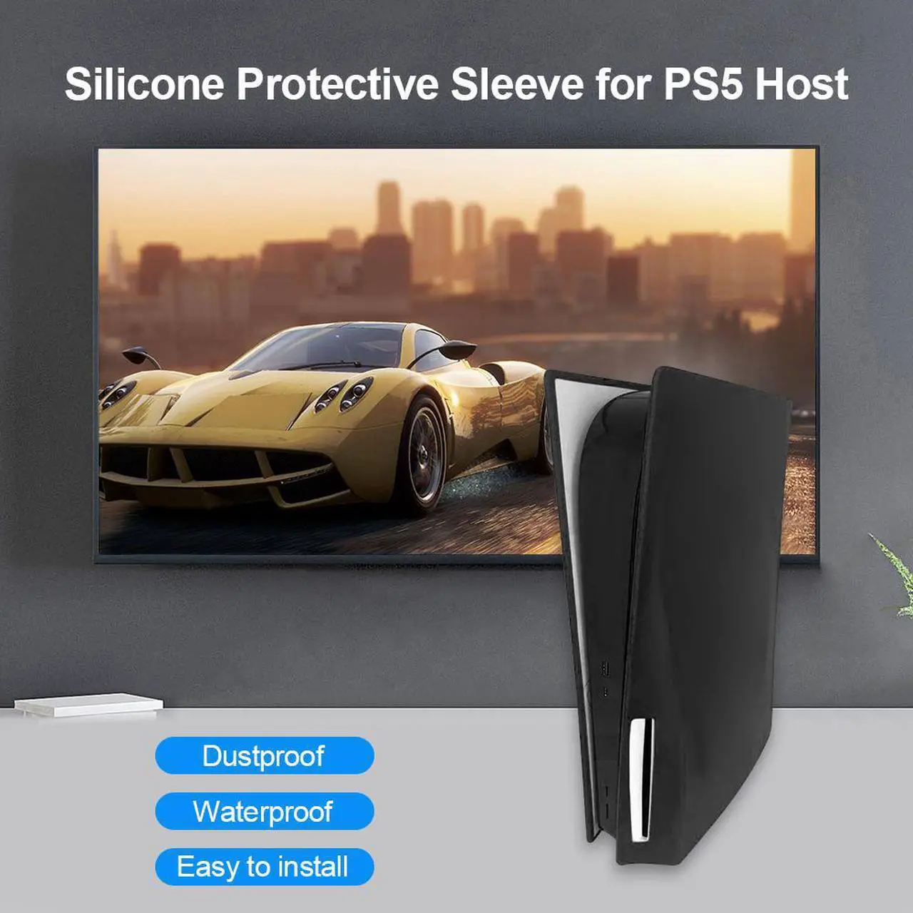 Alt view image 6 of 7 - PS5 Console Cover, Hard Shockproof PS5 FacePlates, ABS Anti-Scratch Dustproof Replacement Shell for Playstation 5 Console, Black - Disc Edition