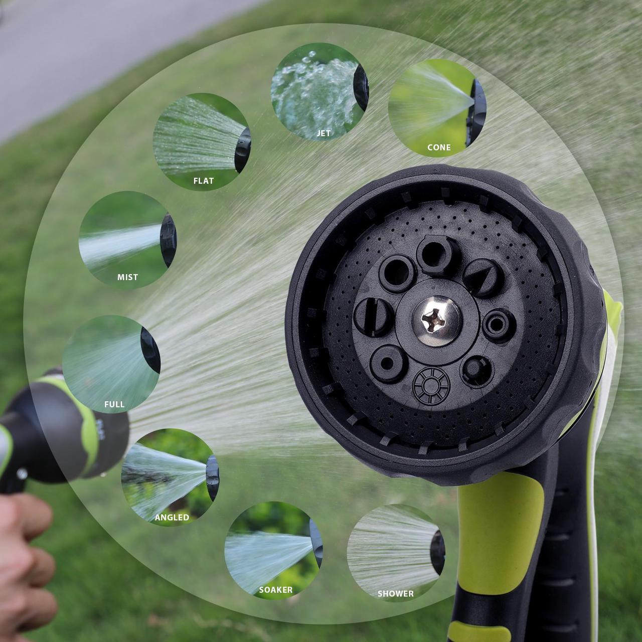 Alt view image 2 of 6 - JOSO Garden Hose Nozzle, Heavy Duty Metal Water Hose Nozzle with 8 Adjustable Spray Patterns, High Pressure Hand Sprayer with Flow Control, Best for Watering Plants & Lawns, Washing Cars & Pets