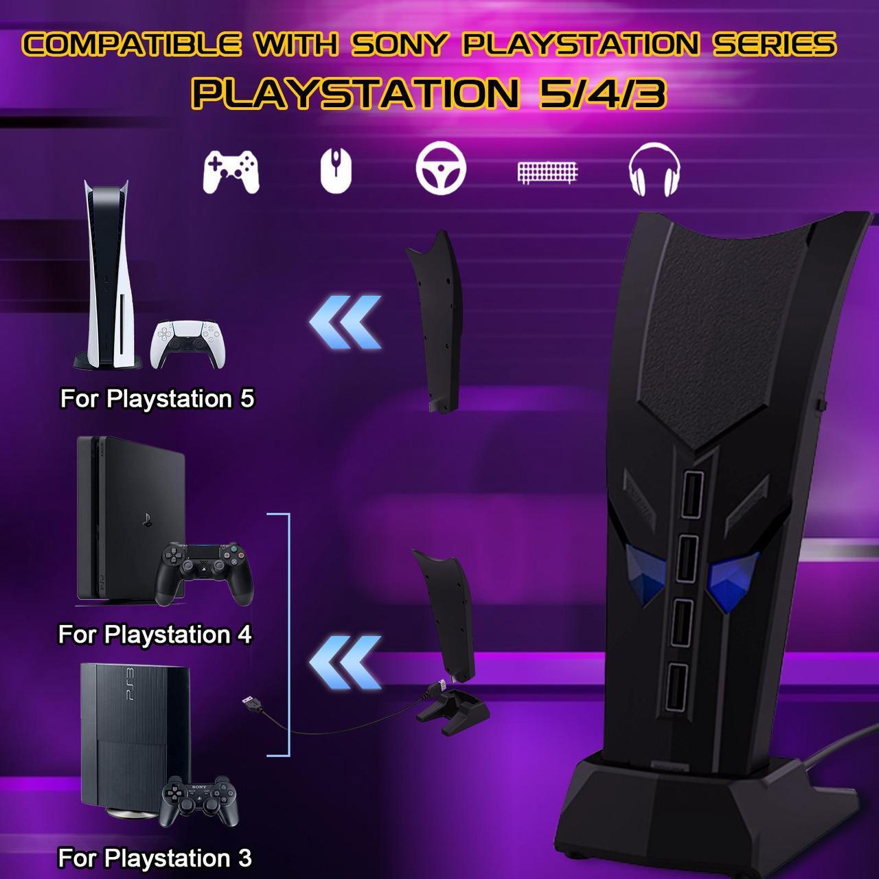Alt view image 4 of 6 - USB Hub for PS5, Joso 4 Port USB 2.0 Adapter with USB Converter Cable for PS4/PS3/Xbox/N-Switch Console, Multi-Platform Compatible with Keyboard/Mouse, PC, Laptop, Extended Game Ports, Plug and Play