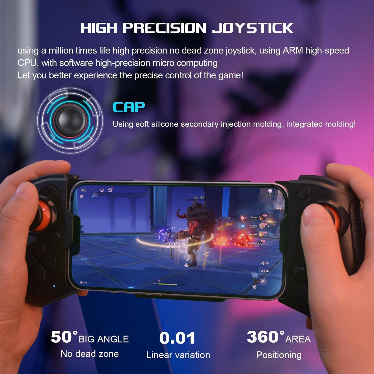 Alt view image 3 of 7 - Joso Mobile Gaming Controller for Android iOS and PC, Bluetooth Controller for iPhone, iPad, Tablet, MacBook, Samsung Galaxy, Xiaomi, COD Mobile, Genshin Impact, Diablo, Cloud Gaming - Direct Play