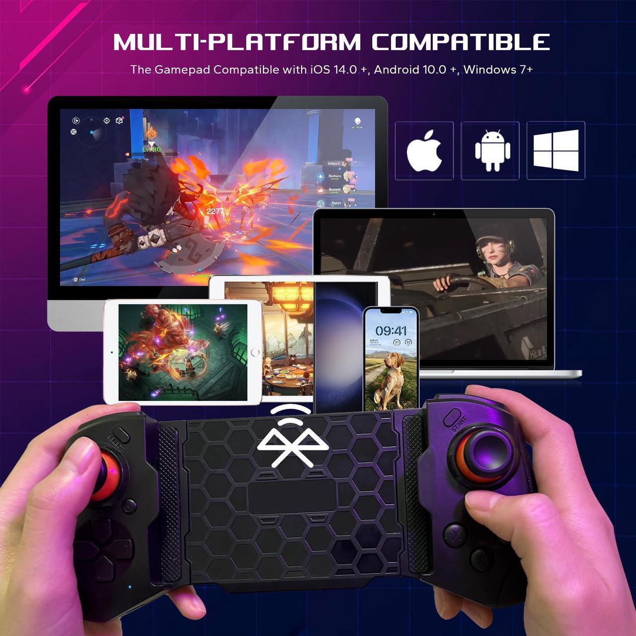 Alt view image 7 of 7 - Joso Mobile Gaming Controller for Android iOS and PC, Bluetooth Controller for iPhone, iPad, Tablet, MacBook, Samsung Galaxy, Xiaomi, COD Mobile, Genshin Impact, Diablo, Cloud Gaming - Direct Play
