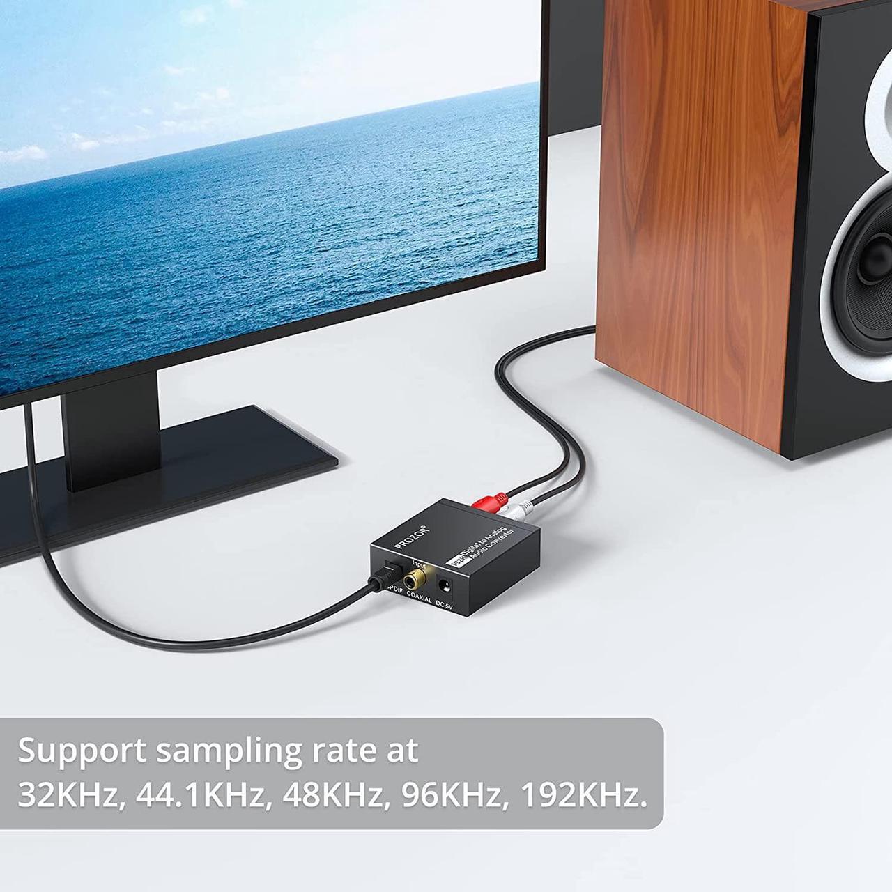 Alt view image 5 of 7 - 192KHz Digital to Analog Audio Converter DAC Digital SPDIF Optical to Analog L/R RCA Converter Toslink Optical to 3.5mm Jack Adapter for PS3 HD DVD PS4 Amp Apple TV Home Cinema