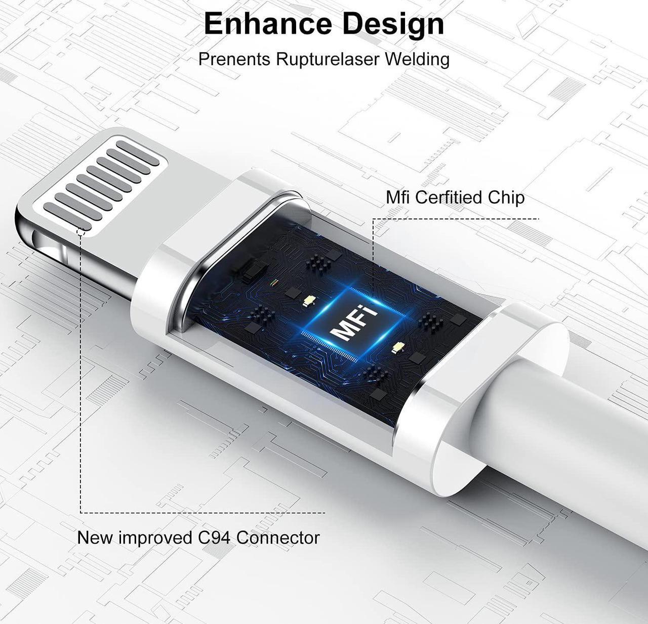 Alt view image 2 of 7 - 3ft iPhone Charger Apple MFi Certified Apple Lightning to USB Cable 3 Feet Fast Apple Charging Cable Cord 3 Foot for iPhone 14 Pro Max/13/13 Mini/13 Pro/12/11 Pro/11/XS MAX/XR/8/7/6s/5S/iPad