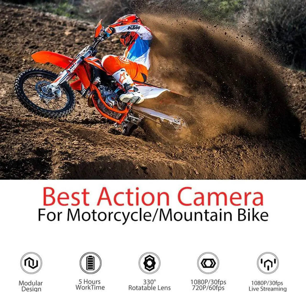 Alt view image 5 of 5 - Ghost X MC Action Camera  Ambarella 1080P Motorcycle Bike Sports Helmet Mini Cam ARM 12MP CMOS Rotary Lens WiFi