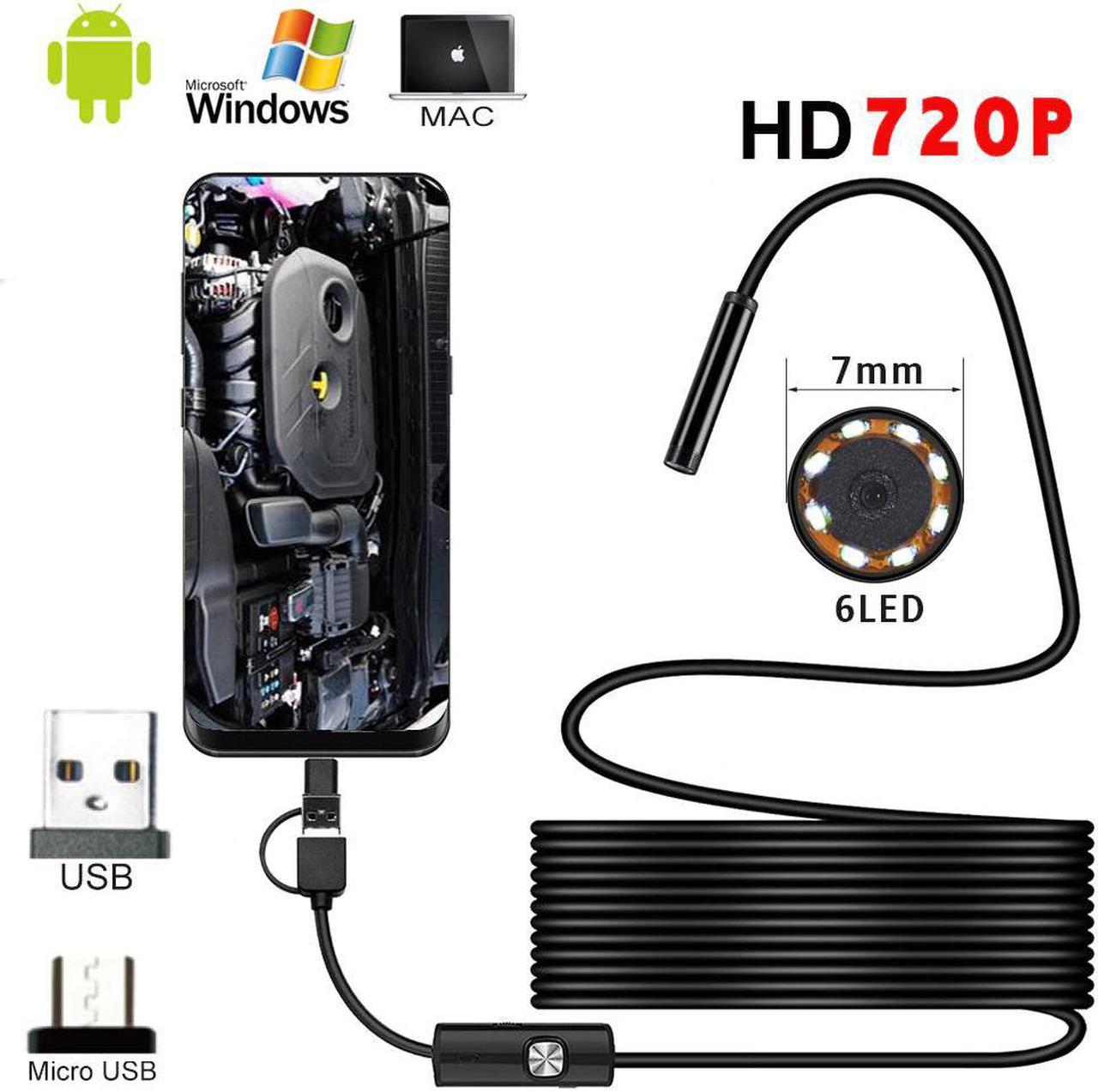 7mm Endoscope Mini Action Camera 720p Video Waterproof Cameras 6LED Inspection Borescope 360 Camera for Android Mobile Phone