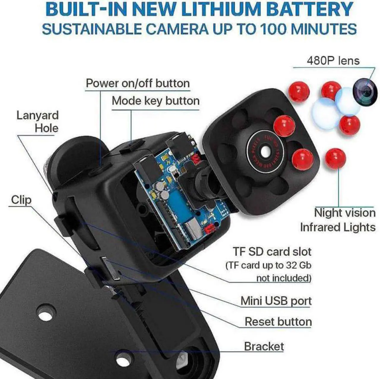 Alt view image 5 of 5 - Mini Camera with HD 1080P DV Mini Camcorders Sport Camera Car DVR Night Vision Video Voice Recorder Micro Action Camera