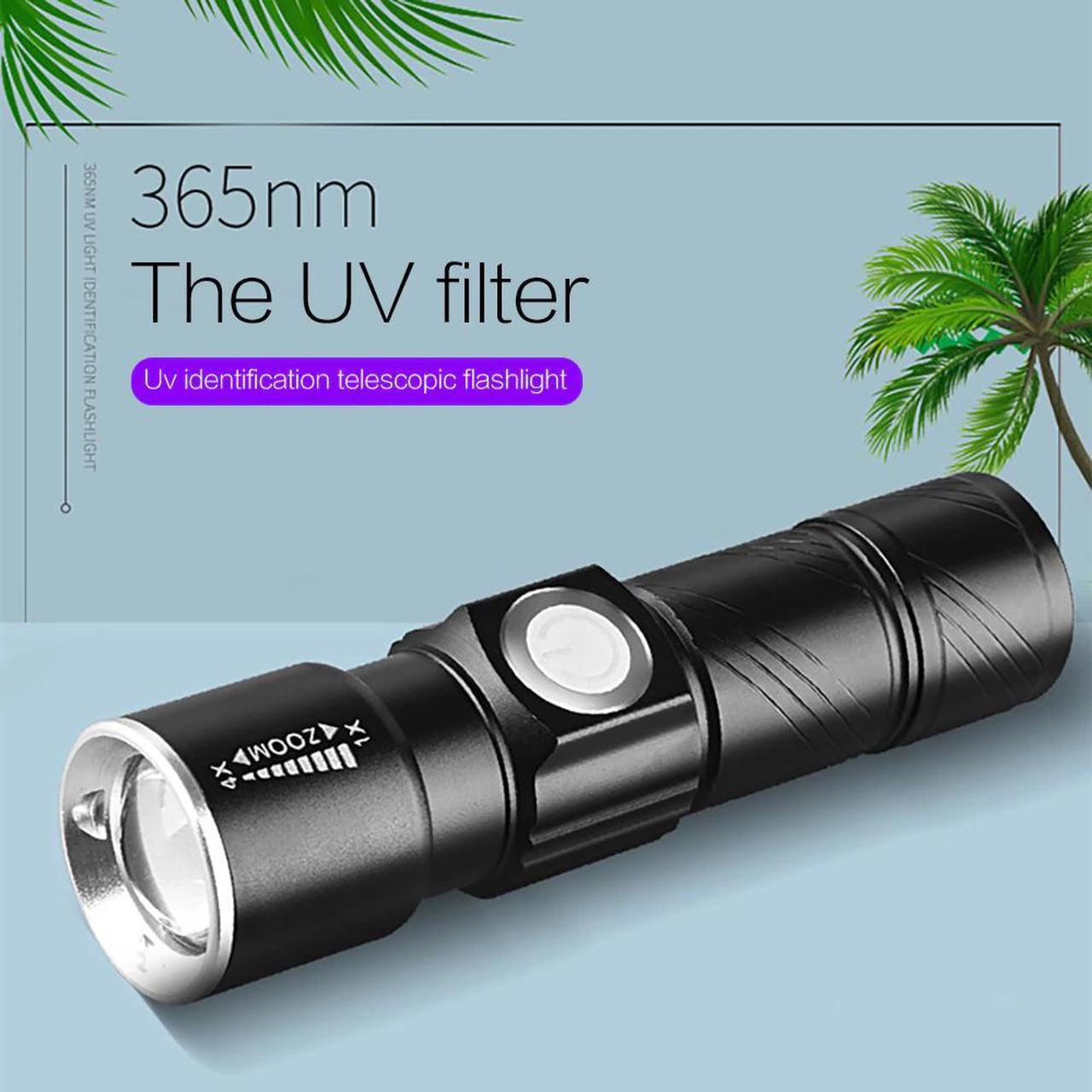 Quality UV LightUV Light 365nm LED UV Flashlight Torch Light Lamp Safety UV Detection USB Rechargeable Torch