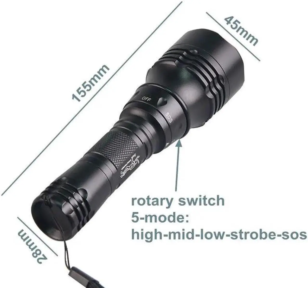 Alt view image 4 of 5 - Professional Scuba Diving Flashlight 2000LM 10W T6 UV LED Diving Flashlight 18650 Underwater Searchlight Torch