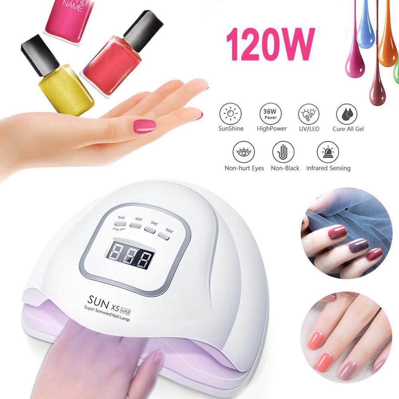 2019 New SUN 5 X Plus LED UV Lamp 120W Nail Dryer With Auto LCD Display  LED Sensor lamp Nail Dryer For Manicure Gel