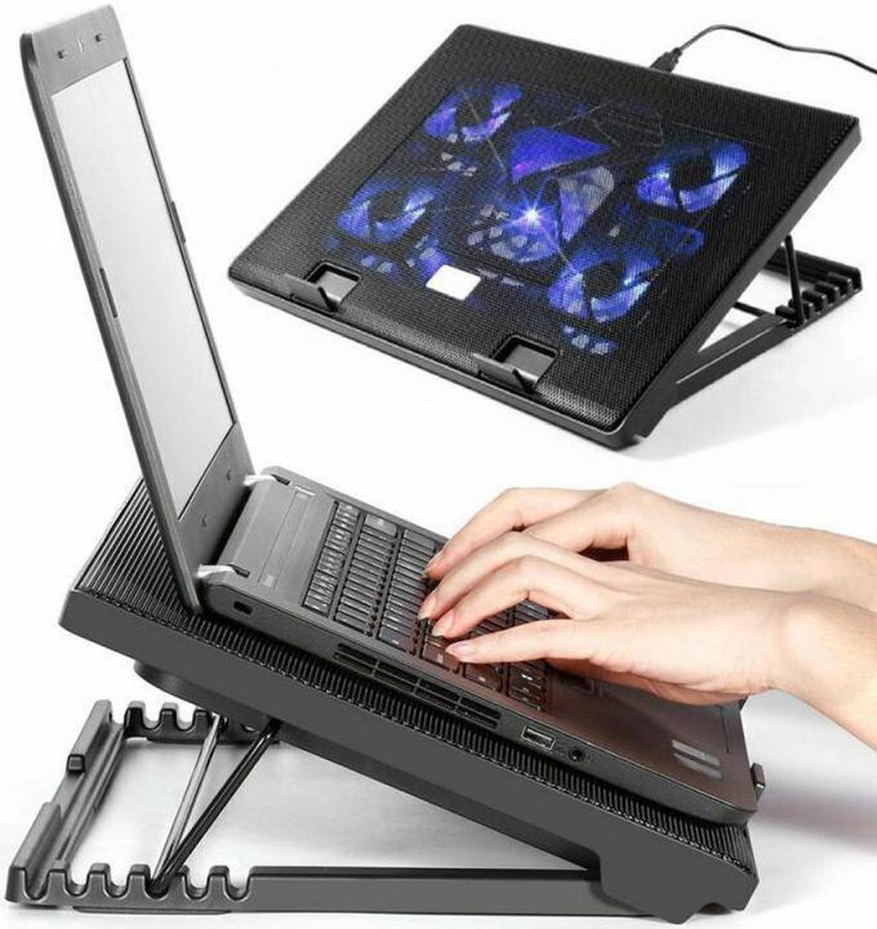 Cooling Cooler Pad Stand 5 Fan 2 USB Computer Mat for 11"-17" Notebook IS