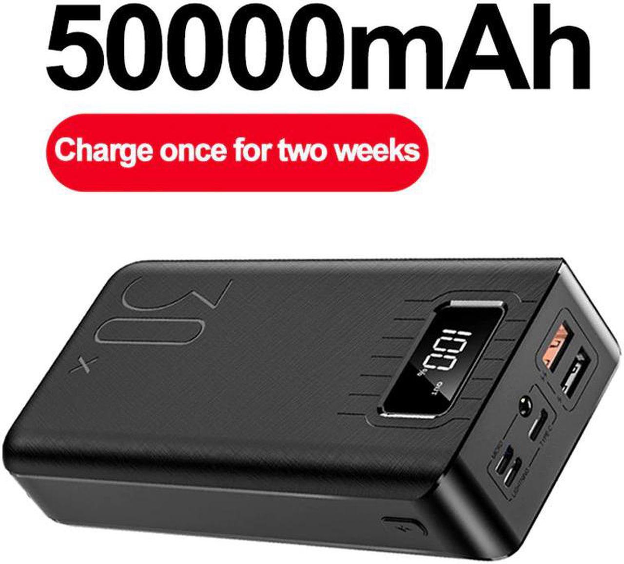 50000mAh Power Bank TypeC Micro USB QC Fast Charging Powerbank LED Display Portable External Battery Charger