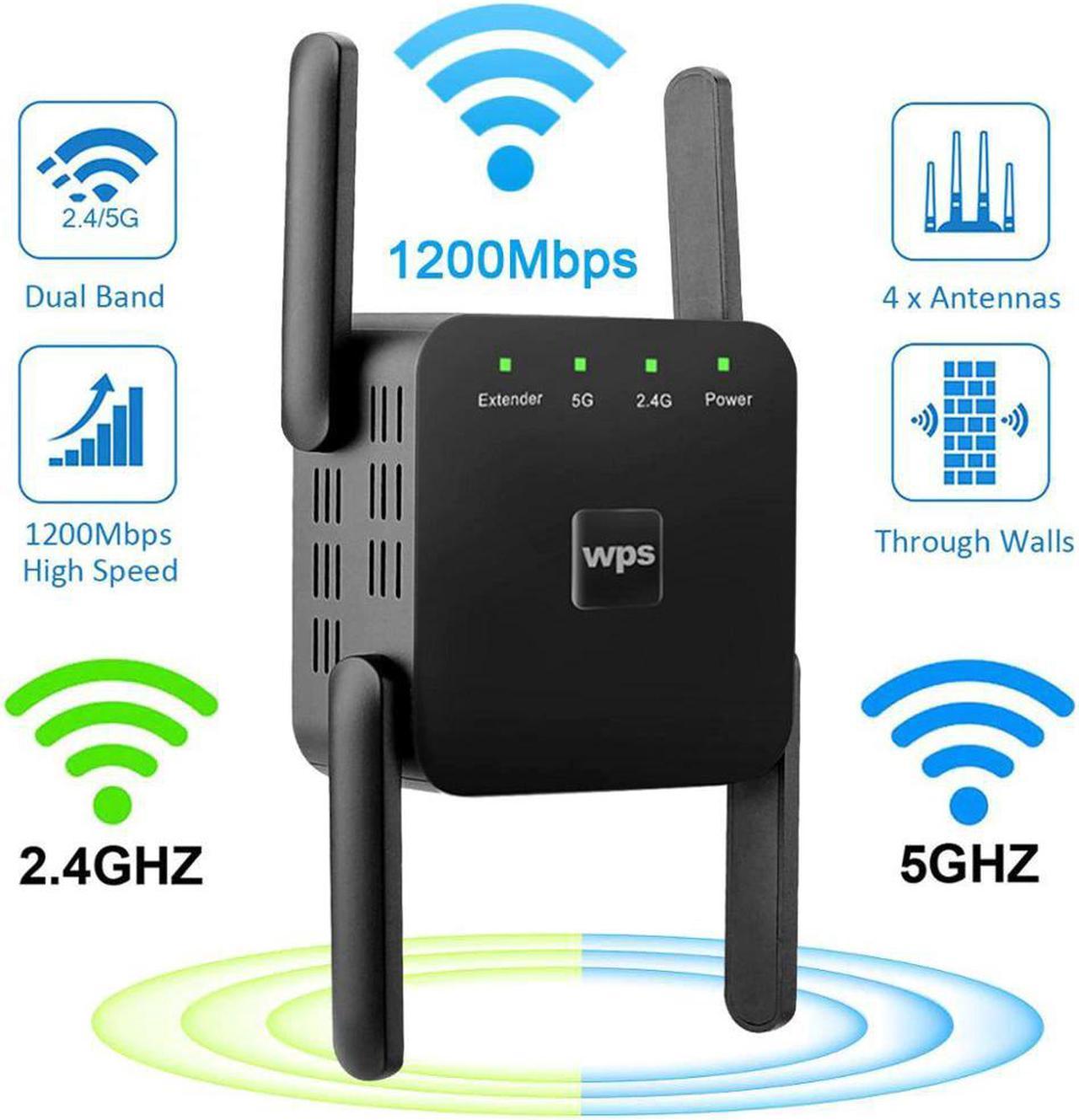 Router Range Extender 300/1200Mbps  Repeater Wireless Signal Booster 2.4&5GHz Dual Band Wi-Fi 1Lan Port Simple Setup