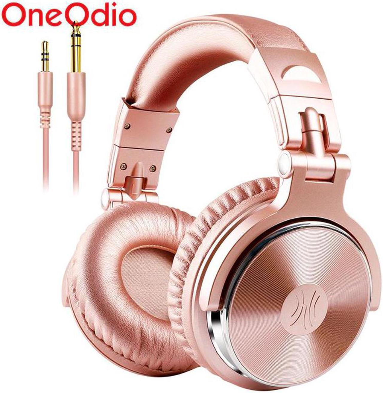 Professional Studio DJ Wired Headphones With Microphone Over Ear HiFi Monitors Music Headset Earphone For Phone PC Pink