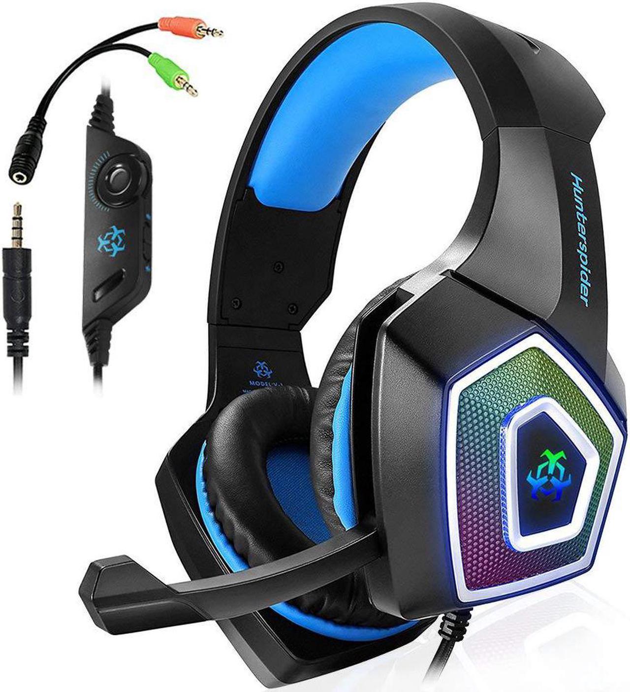 V1 Stereo Gaming Headset Deep Bass Over-Ear Game Headphone with Mic LED Light for PS4 PC