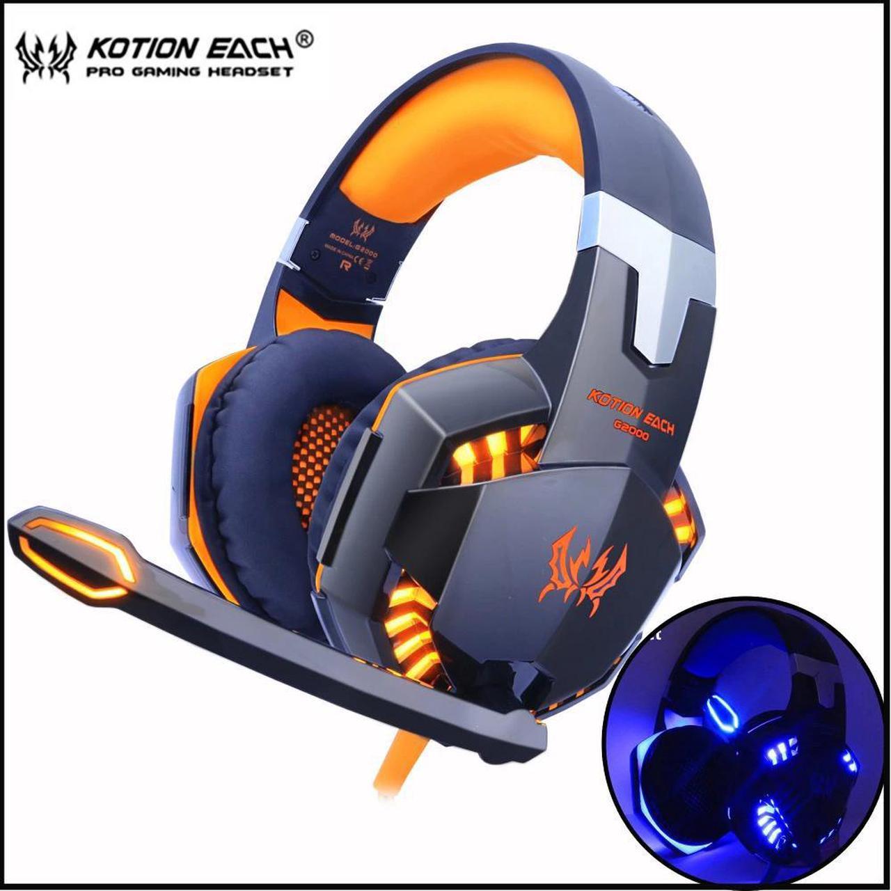 Gaming Headset game Headphones Deep Bass Stereo Earphone with LED light  Microphone mic for PC Laptop PS4 Xbox