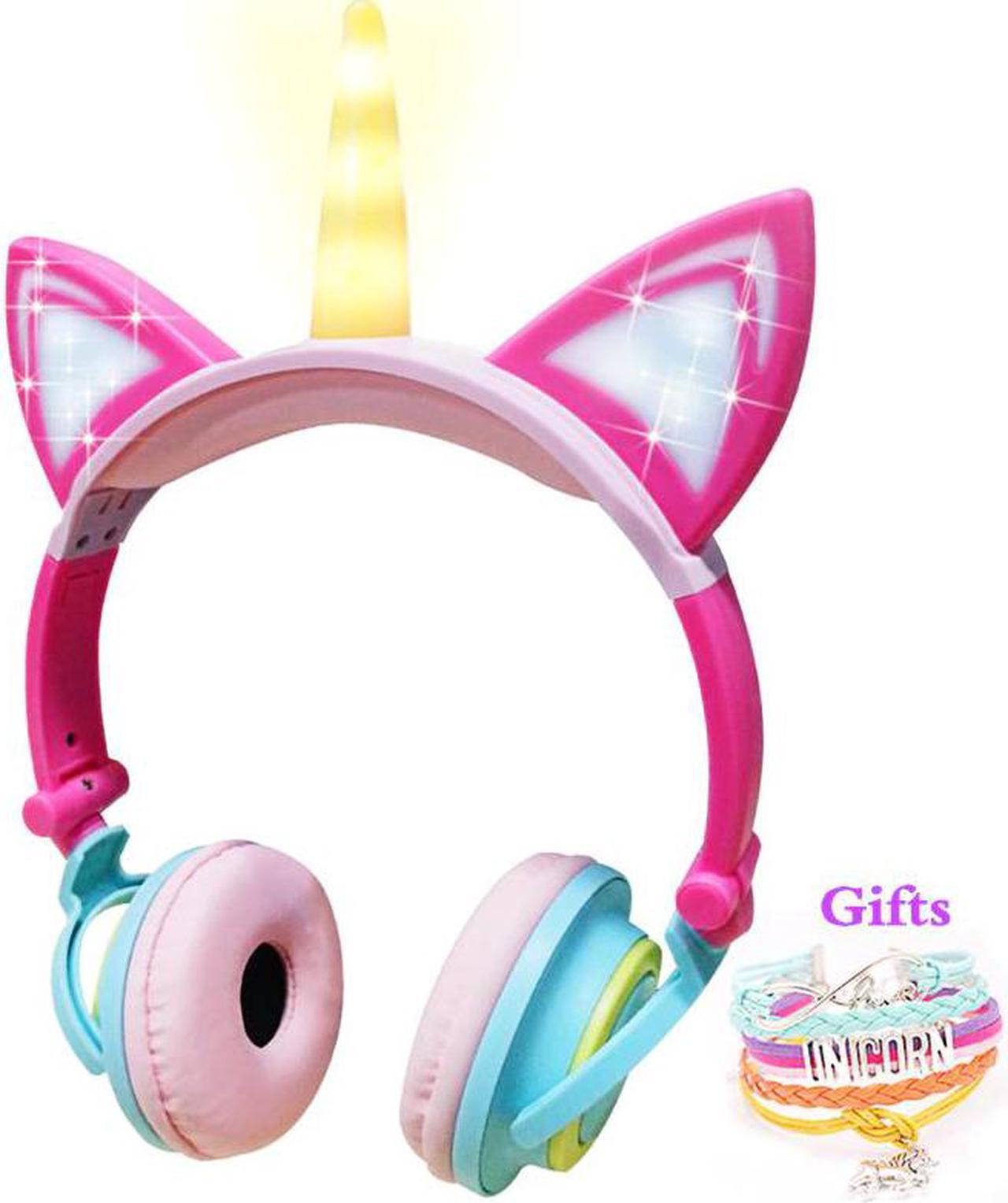 Kids Headphone Led Light Unicorn Wired Headphones Girl Gamer PC Earphone Foldable Music Gaming Overear Headset Auriculares