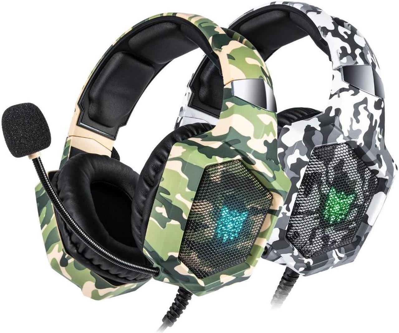 K8 PS4 Headset Camouflage casque Wired PC Gamer Stereo Gaming Headphones with Microphone LED Lights for XBox One/Laptop