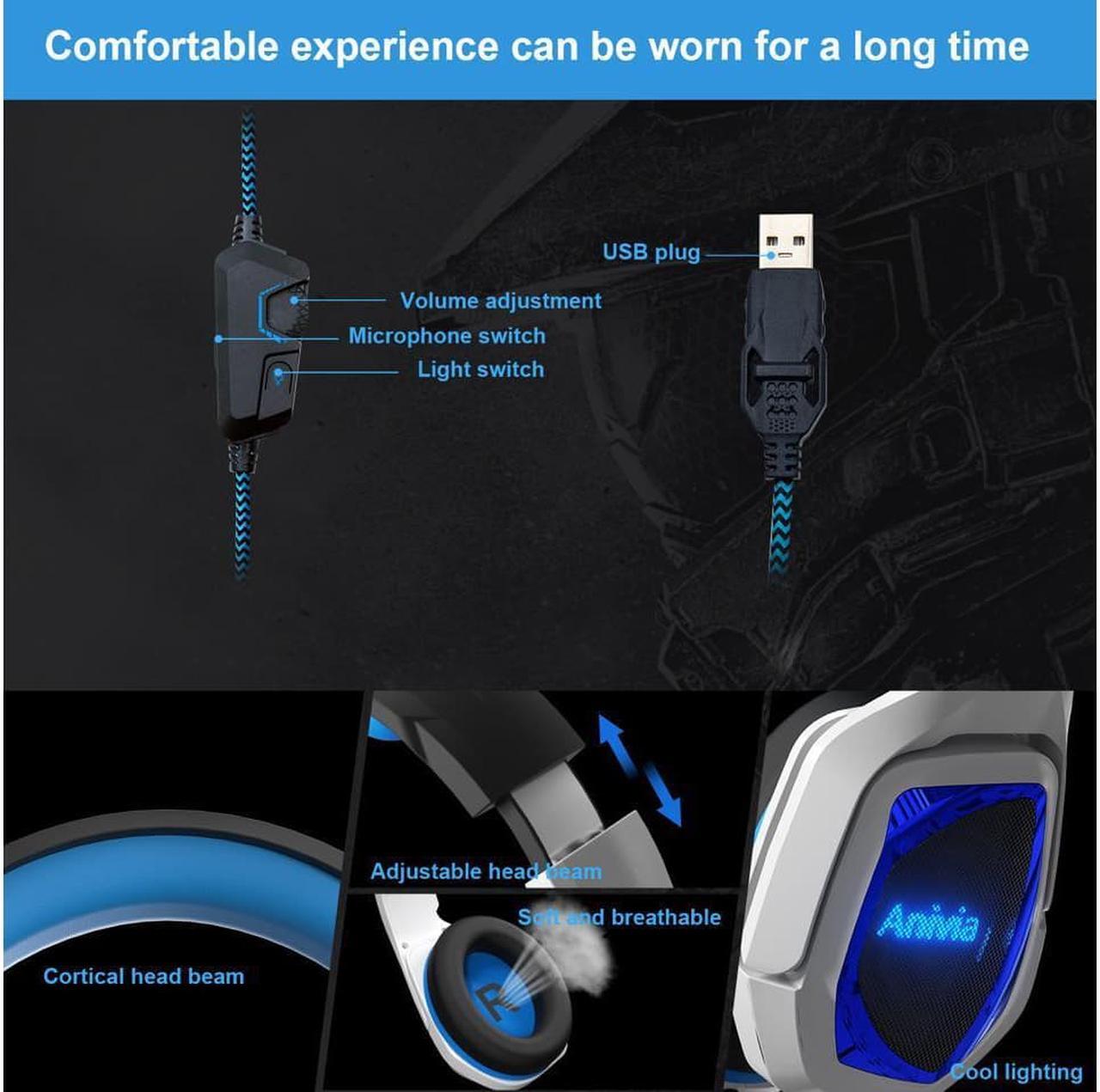 Alt view image 6 of 6 - MH901 7.1 Wired PC Gaming Headset,PS4 Gaming Headset High sound sensitivity Headphone with Mic for New Xbox One/Mac