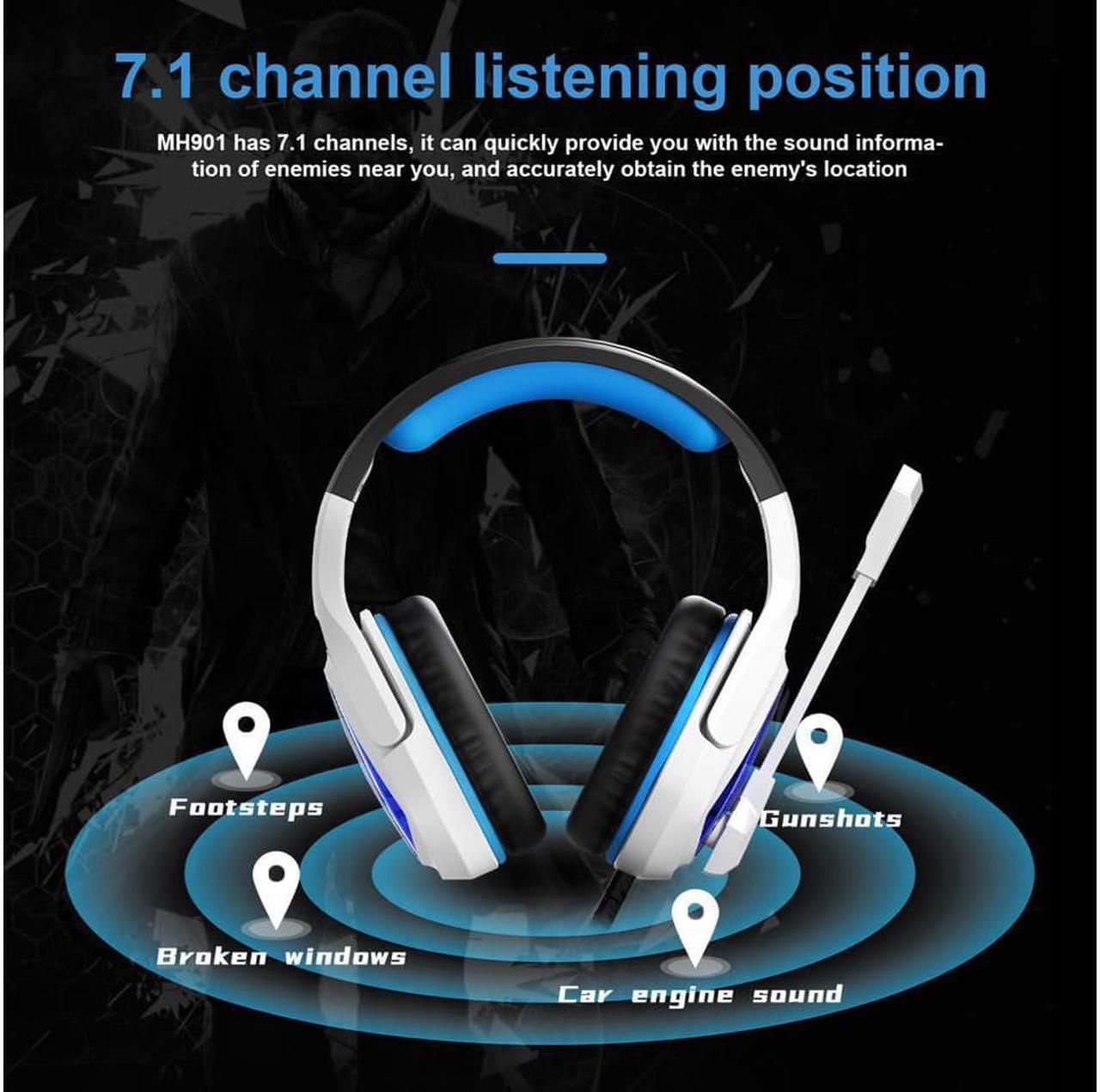 Alt view image 4 of 6 - MH901 7.1 Wired PC Gaming Headset,PS4 Gaming Headset High sound sensitivity Headphone with Mic for New Xbox One/Mac