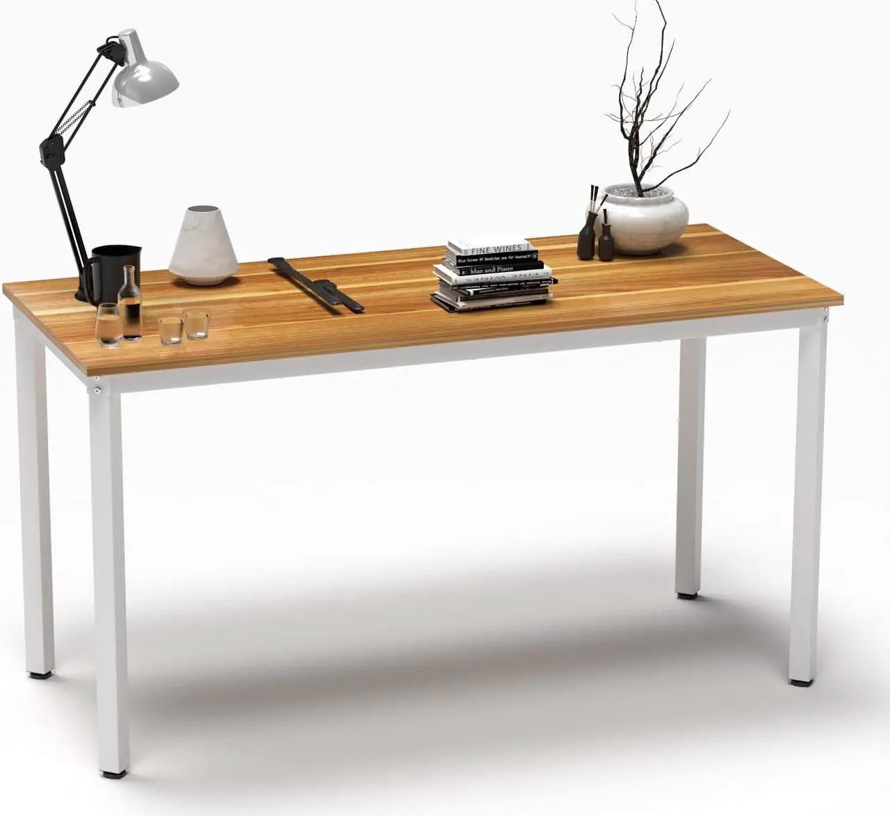 Main image of Computer Desk 39 inch Small Size PC Table for Home Office, Sturdy Gaming Writing Desk Workstation Dining Table Black Metal Frame Walnut