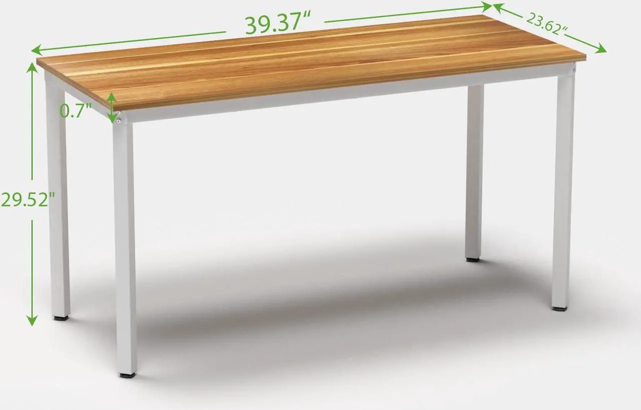 Alt view image 6 of 6 - Computer Desk 39 inch Small Size PC Table for Home Office, Sturdy Gaming Writing Desk Workstation Dining Table Black Metal Frame Walnut