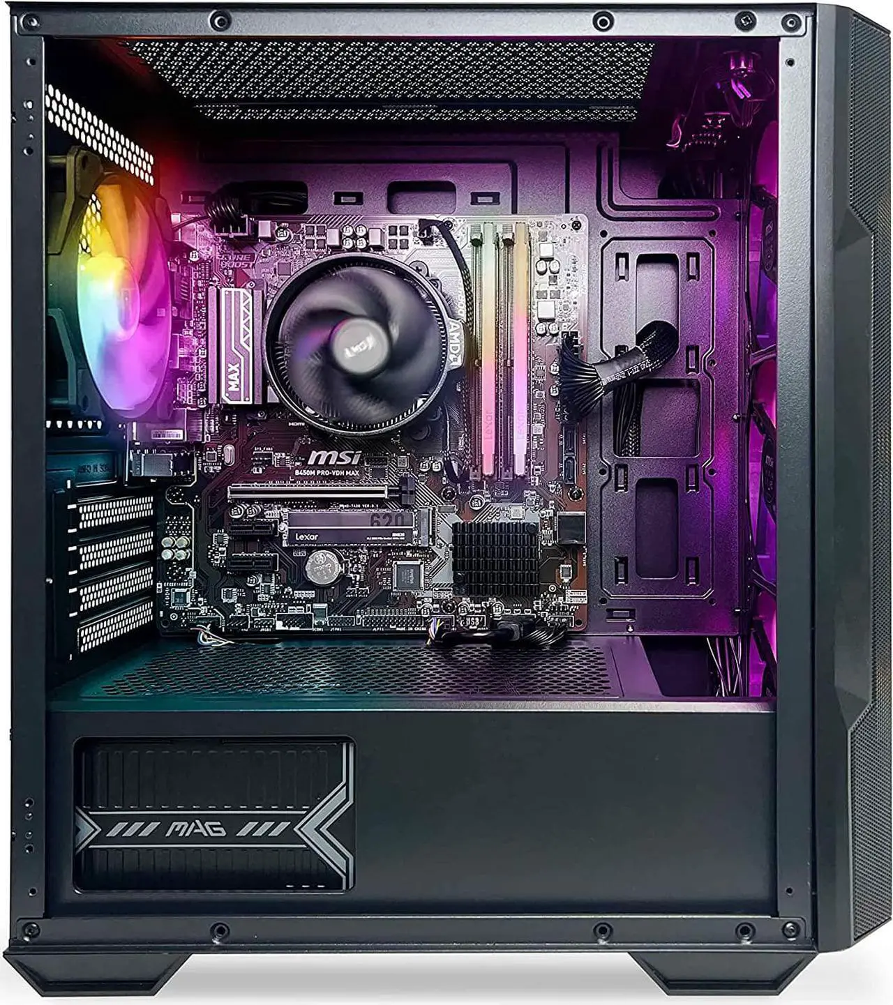 Alt view image 2 of 7 - NSX GAMING PC Desktop - Ryzen 7 5700G, 16GB DDR4 3600, 512Gb M2 NVME SSD, RGB Fans, Win 11 , Built in USA, 1 Year Warranty