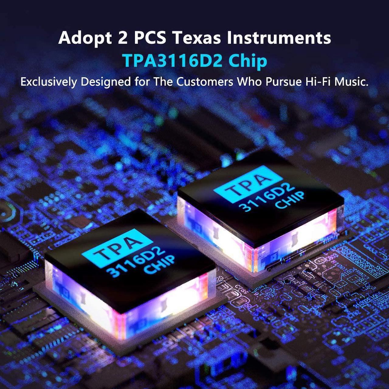 Alt view image 4 of 7 - Fosi Audio BT20A Bluetooth 5.0 Stereo Audio 2 Channel Amplifier Receiver Mini Hi-Fi Class D Integrated Amp 2.0 CH for Home Speakers 100W x 2 with Bass and Treble Control TPA3116 (with Power Supply)