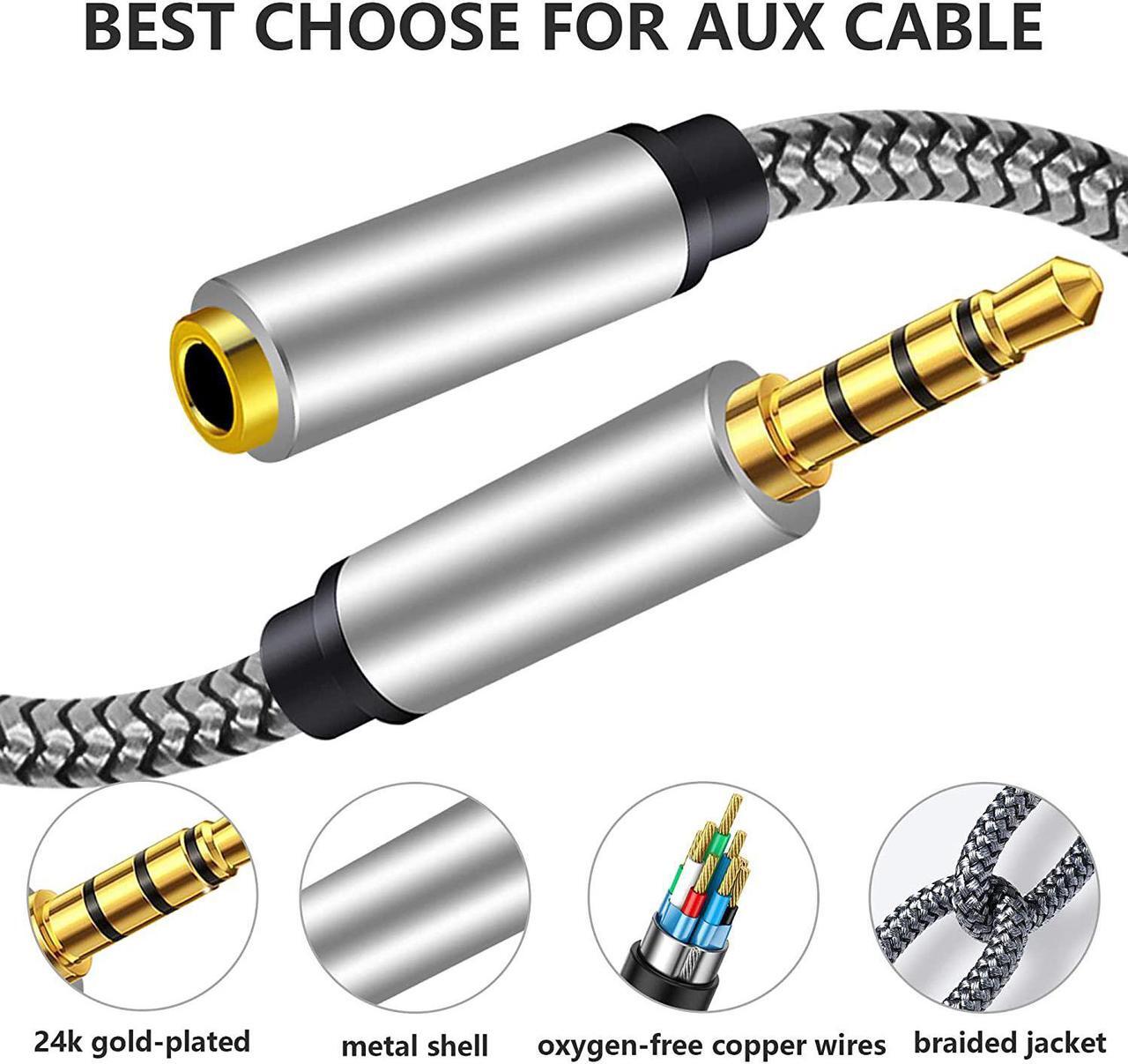 Alt view image 4 of 7 - Male to Female Audio Cable 25Ft,Tan QY Male to Female for Phone Headphone Conversion Cord 3.5mm 4 Pole Audio Adapter for Tablet/PC/ PS4 and More (25Ft, Silver)