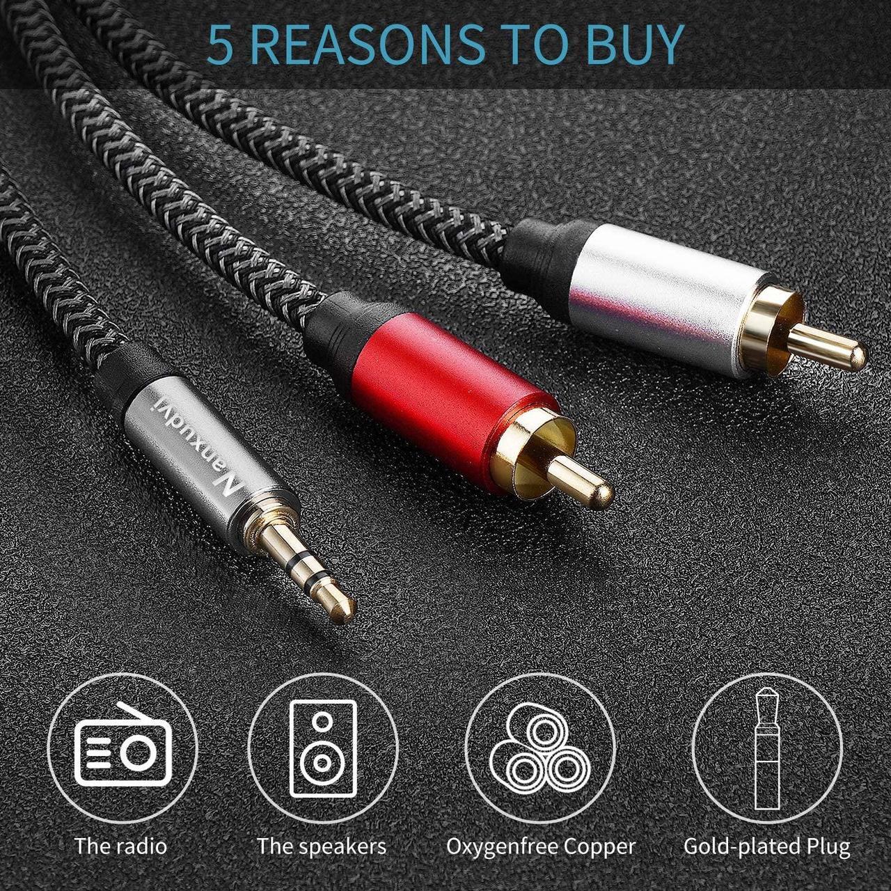 Alt view image 2 of 7 - 3.5mm to 2RCA Cable 15FT RC A Male to Aux Audio Adapter Headphone Jack Adapter Metal Shell 2RCA Y Splitter RC A Auxiliary Cord 1/8 to RC A Connector forMore Stereo Cable Audiophiles Headphone