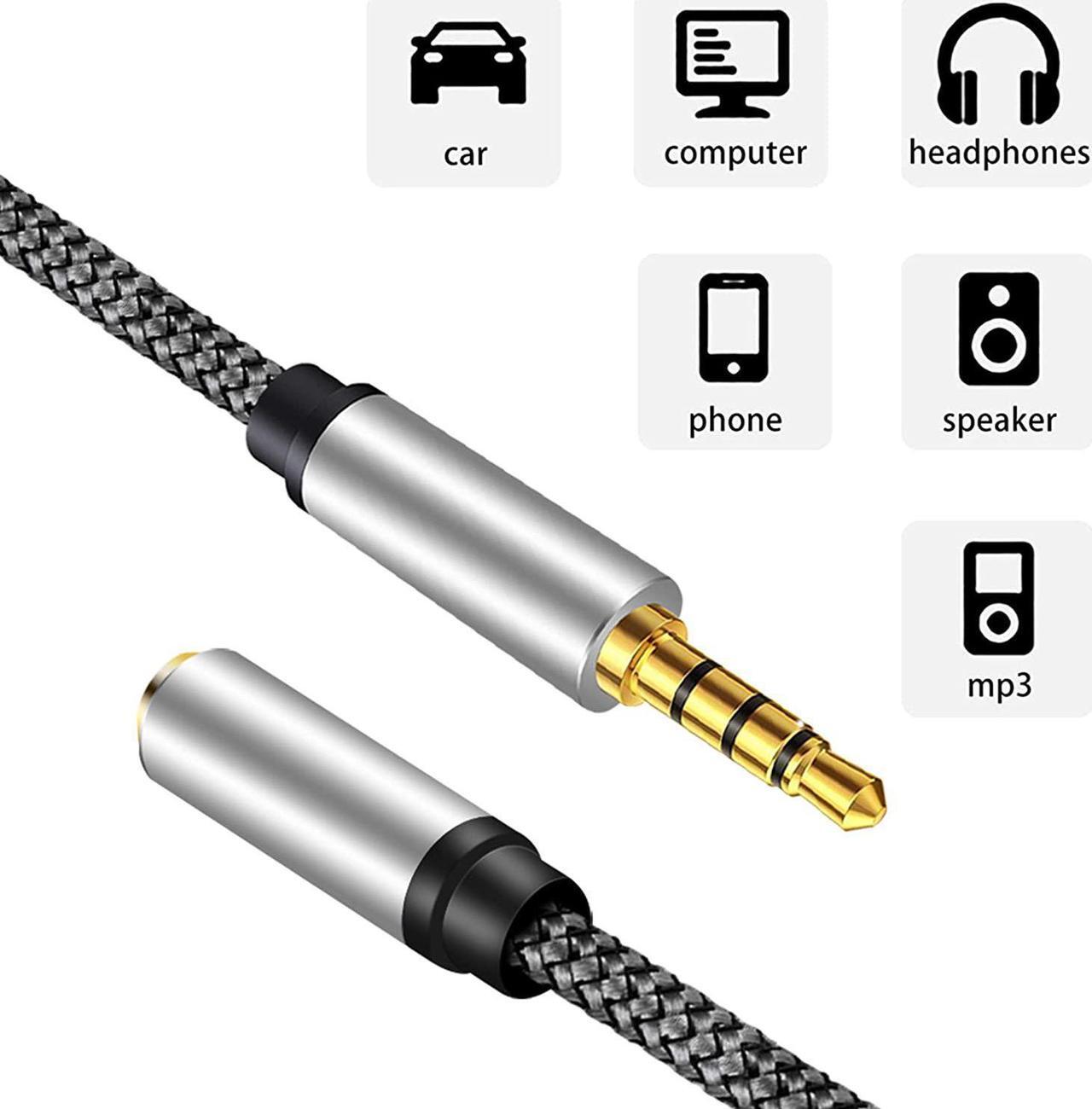Alt view image 7 of 7 - Male to Female Audio Cable 25Ft,Tan QY Male to Female for Phone Headphone Conversion Cord 3.5mm 4 Pole Audio Adapter for Tablet/PC/ PS4 and More (25Ft, Silver)
