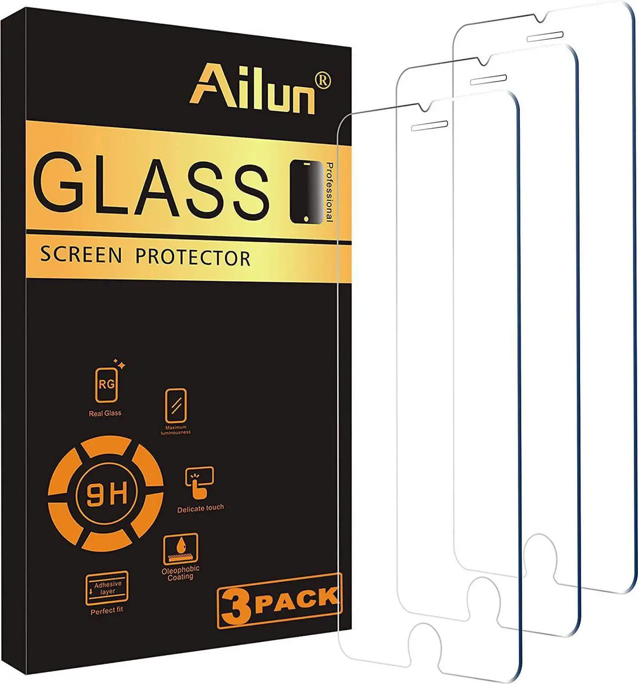 Main image of Ailun Screen Protector for iPhone SE 2020 2nd/2022 3rd Generation, iPhone 8,7,6s,6, 4.7-Inch Tempered Glass 0.25mm Case Friendly 3 Pack Clear