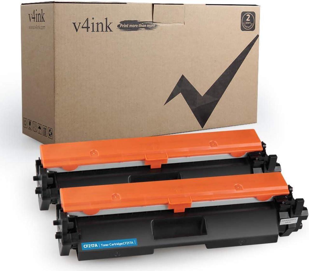 [with IC Chip] V4INK 2 Pack Compatible Replacement for HP CF217A Toner Cartridge for use in HP Laserjet Pro M102w, Laserjet Pro MFP M130fn, M130fw, M130nw, M130a Printers