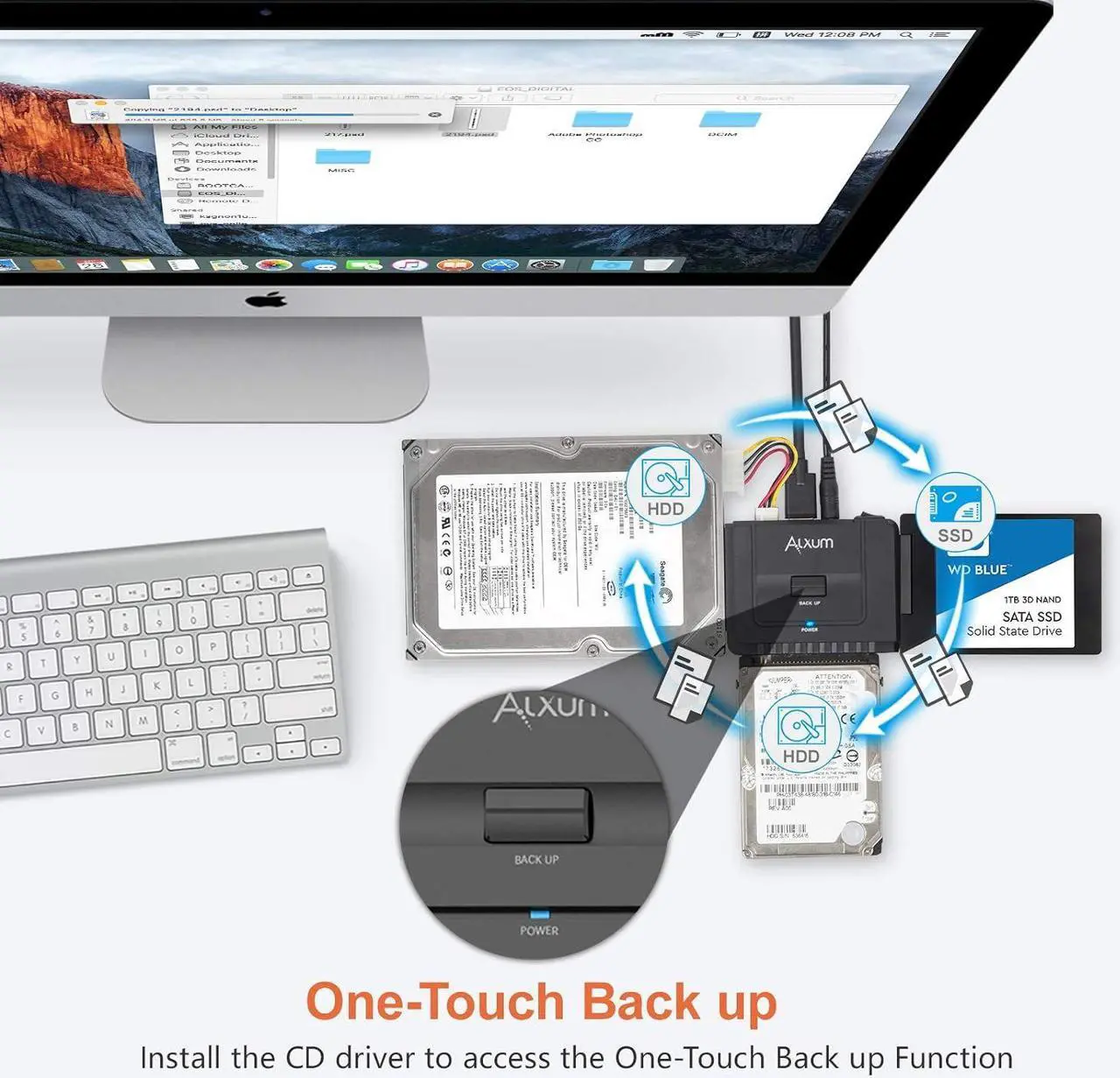 Alt view image 4 of 6 - Alxum SATA IDE to USB 3.0 Hard Drive Adapter with Power, IDE to SATA Adapter External Hard Disk Reader for 2.5 / 3.5 inch IDE