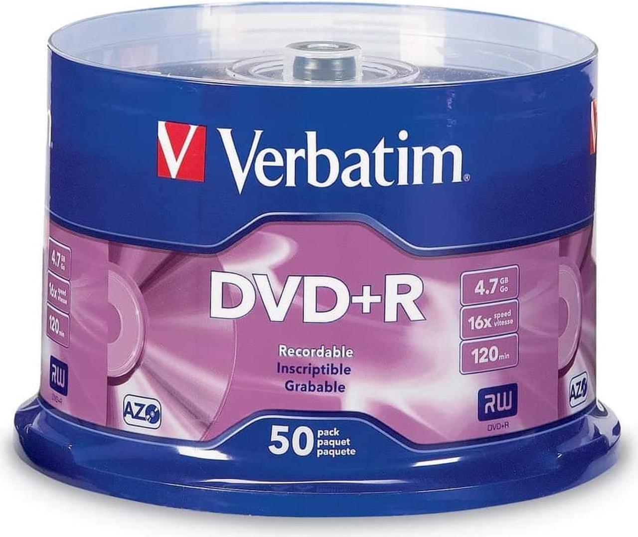 Verbatim 95037 DVD Recordable Media -DVD+R -16x -4.70 GB -50 Pack Spindle -2 Hour Maximum Recording Time