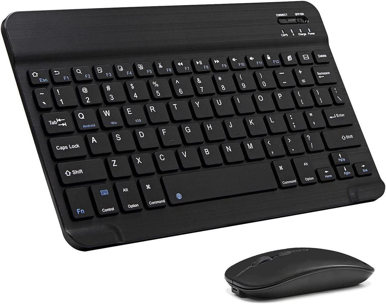 Main image of Ultra-Slim Bluetooth Keyboard and Mouse Combo Rechargeable Portable Wireless Keyboard Mouse Set for Apple iPad iPhone iOS 13 and Above Samsung Tablet Phone Smartphone Android Windows (Black)